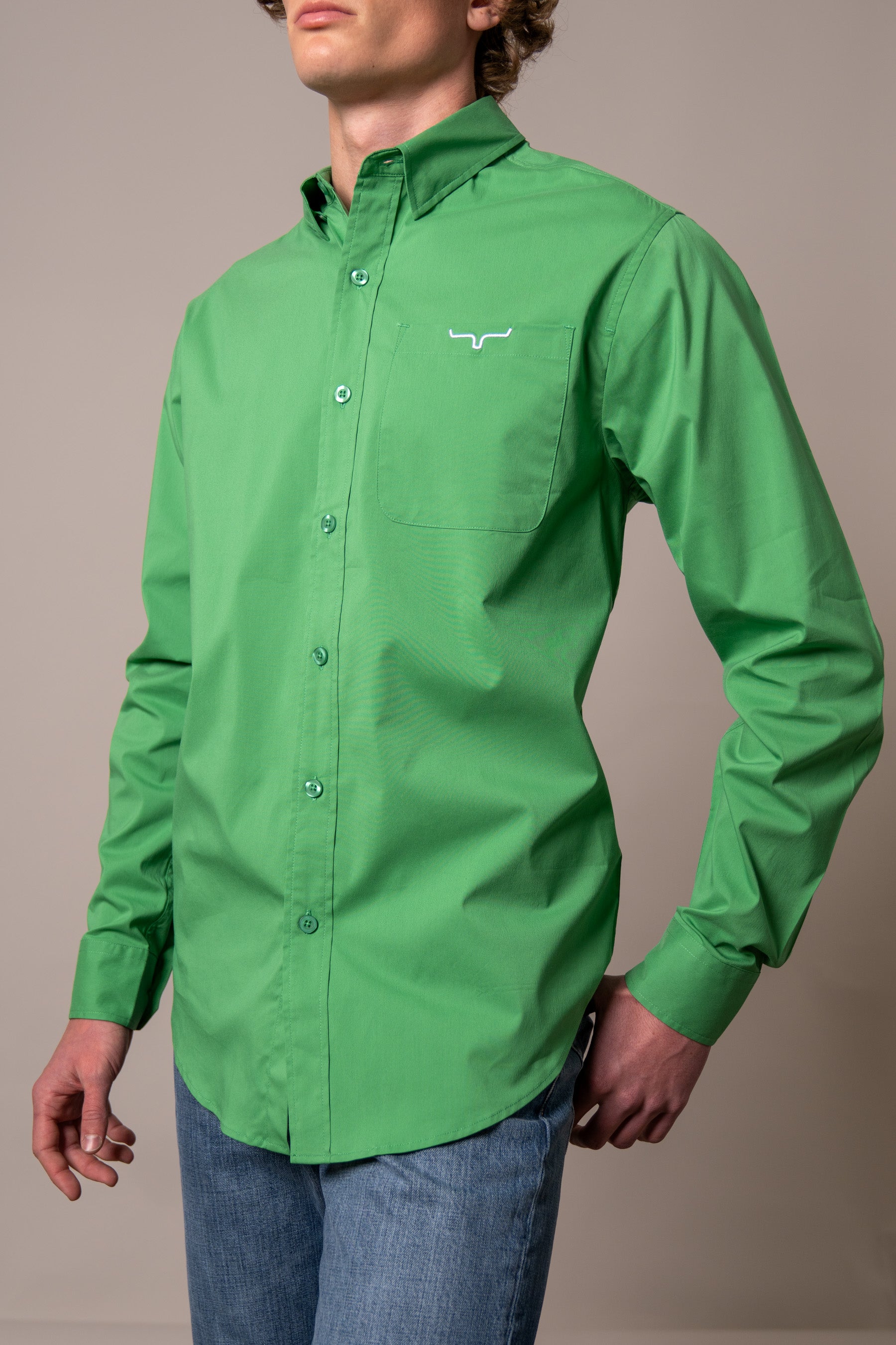 kelly green dress shirt Miller | Typewriter Cloth Puff Sleeve breathable feel Women's A Moment Like This