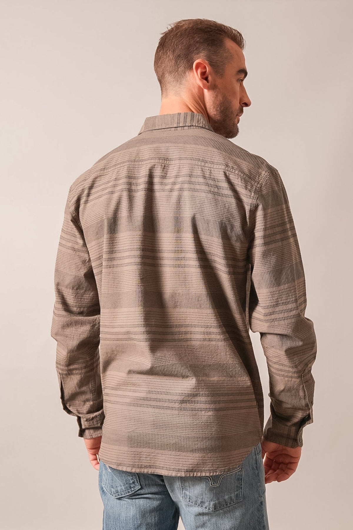 Kimes Ranch Dash Army Green long sleeve dress shirt back view