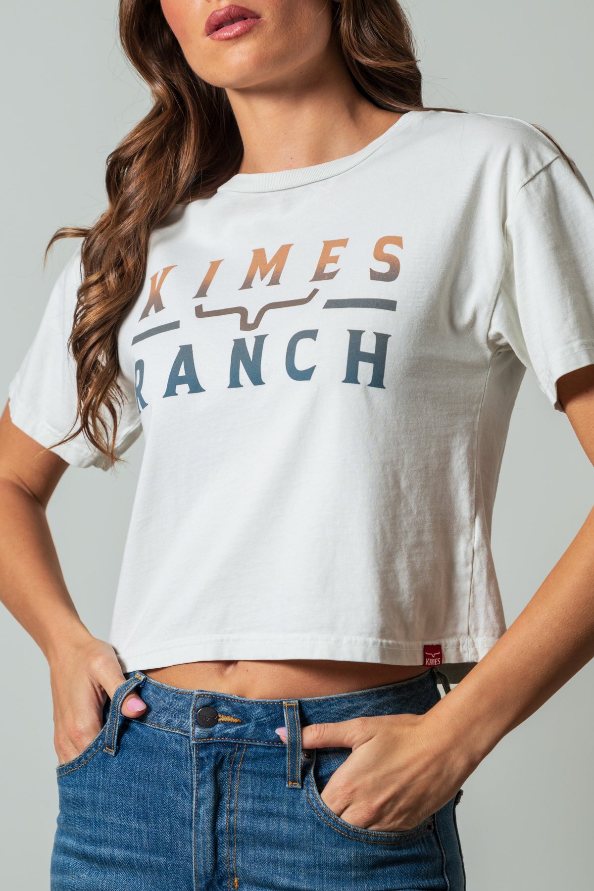 Kimes Ranch Faded Brand crewneck shirt in Natural with logo graphic; #color_natural