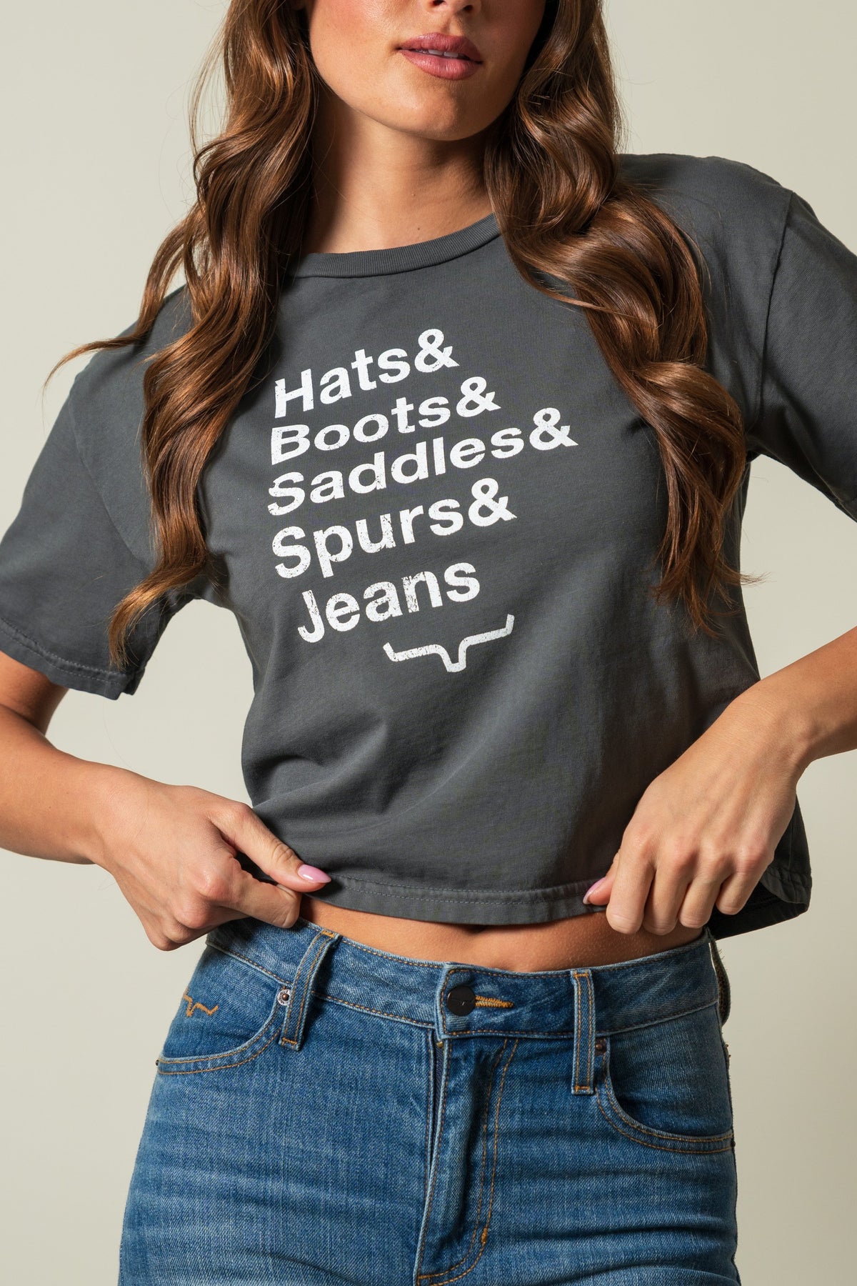 Kimes Ranch Hats & Boots short sleeve shirt in Pepper with white lettering and logo; #color_pepper
