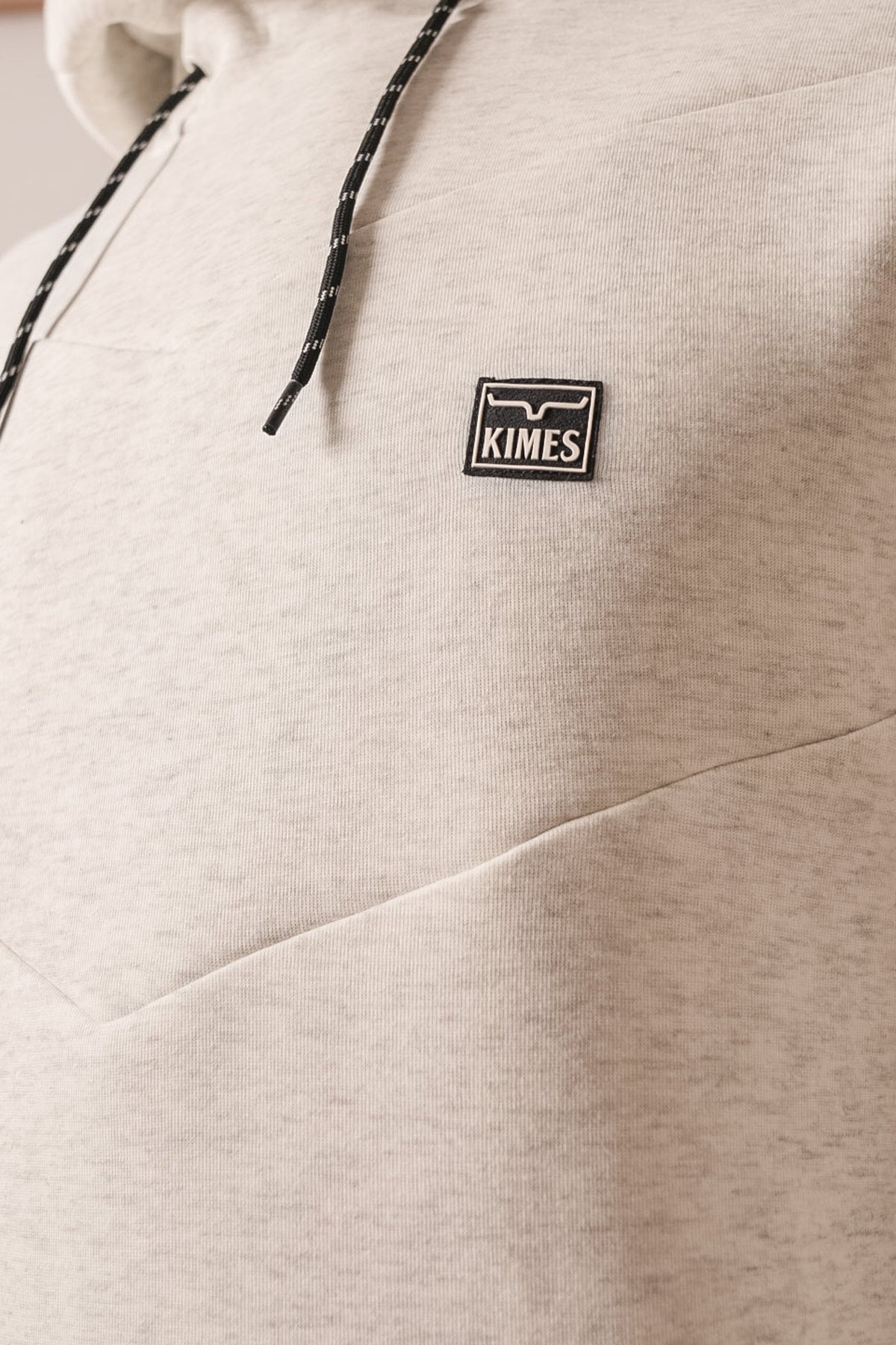 Kimes Ranch Inman hoodie, natural heather with kangaroo pocket and Kimes Ranch logo patch