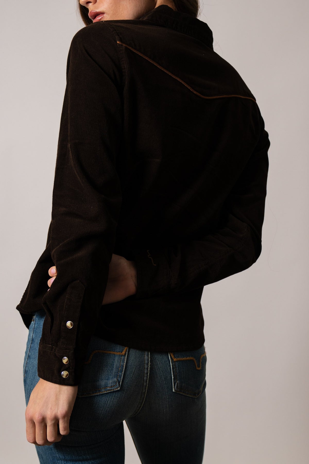 Kimes Ranch Lehi long sleeve shirt in espresso brown featuring topstitched yoke and buttoned cuffs