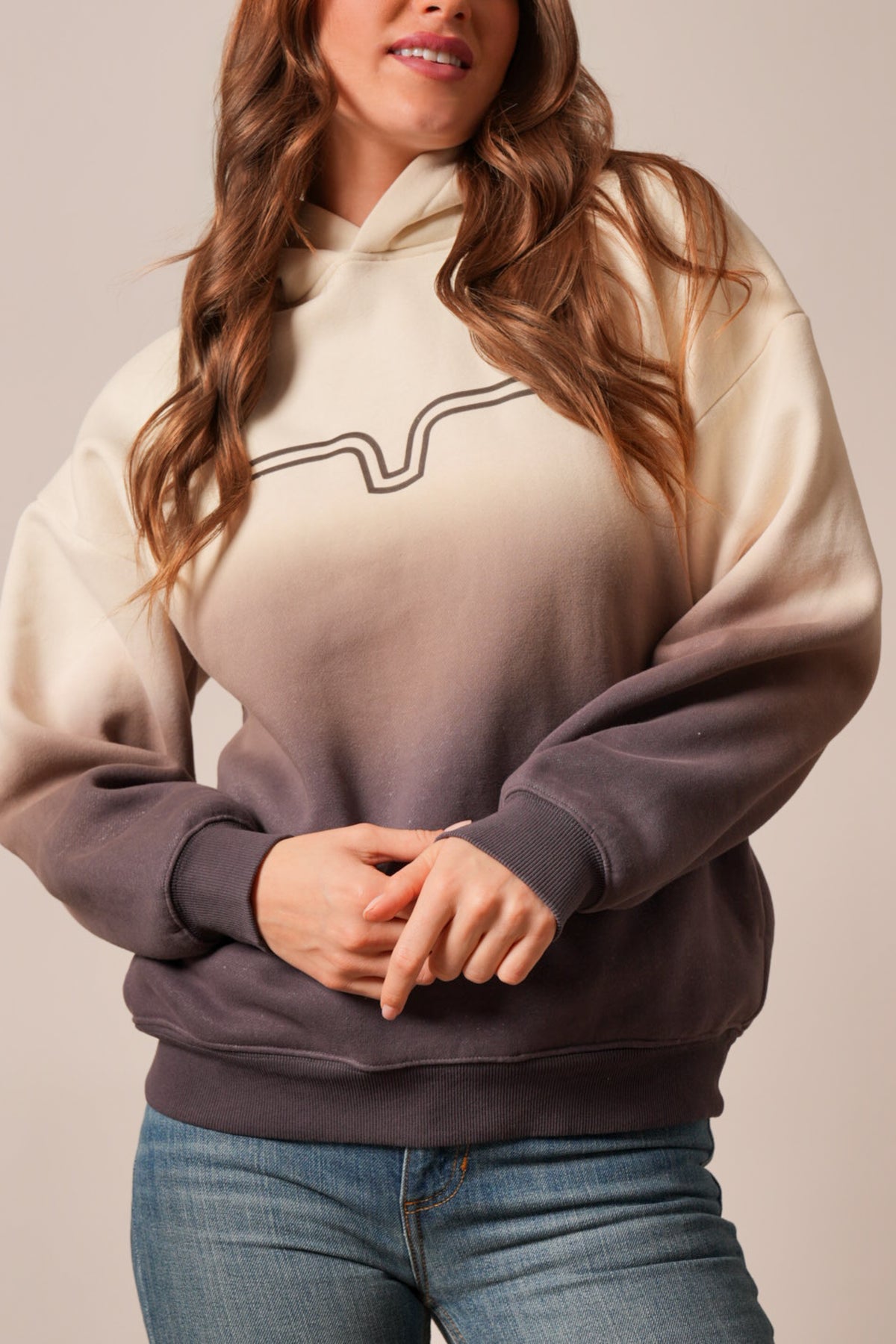 Kimes Ranch Sloane hoodie, Natural, long sleeves, ribbed cuffs, front graphic