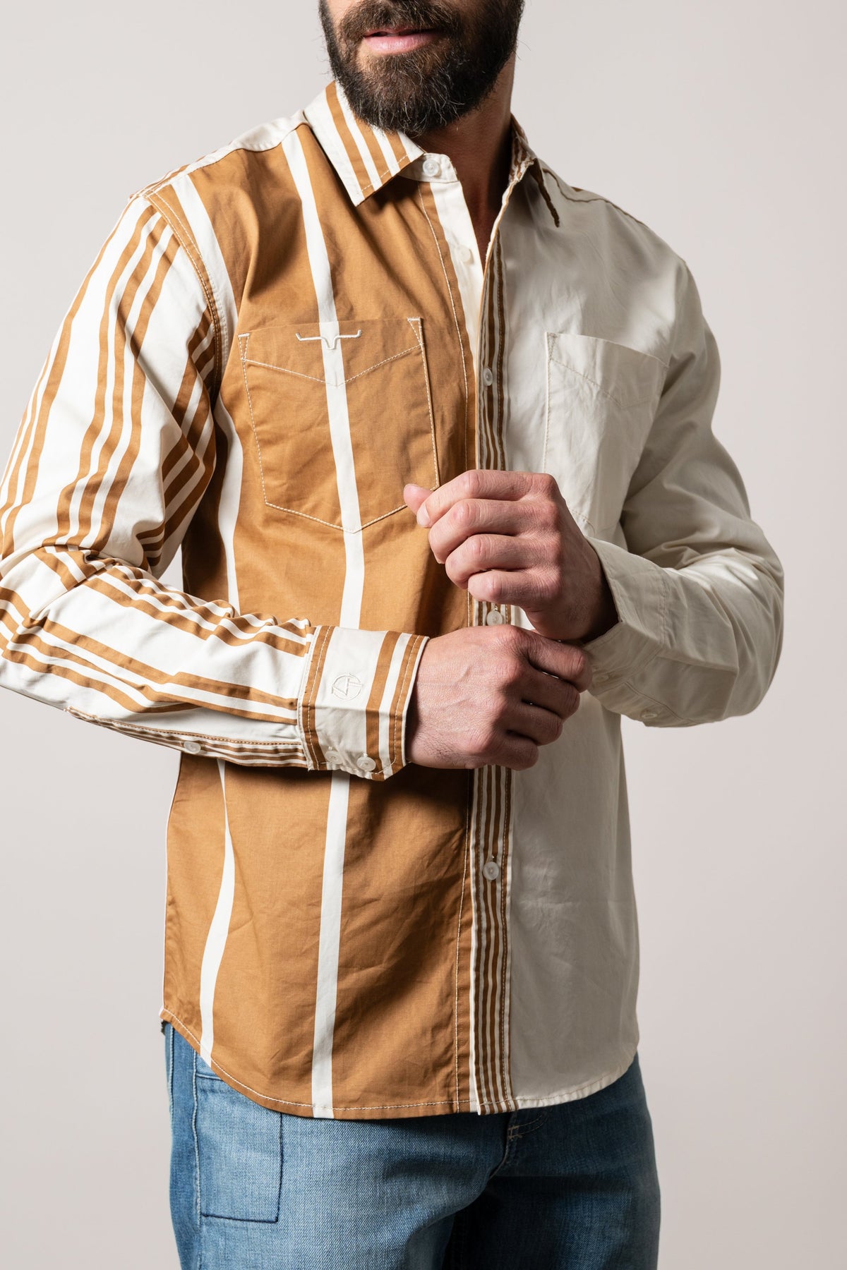 Kimes Ranch ZT 1 Arm Bandit long sleeve Western dress shirt in Natural with two chest pockets