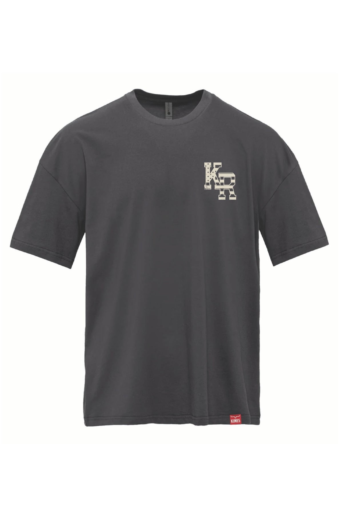 Kimes Ranch Red Glare shirt in graphite black with a white KR logo on the chest; #color_graphite black