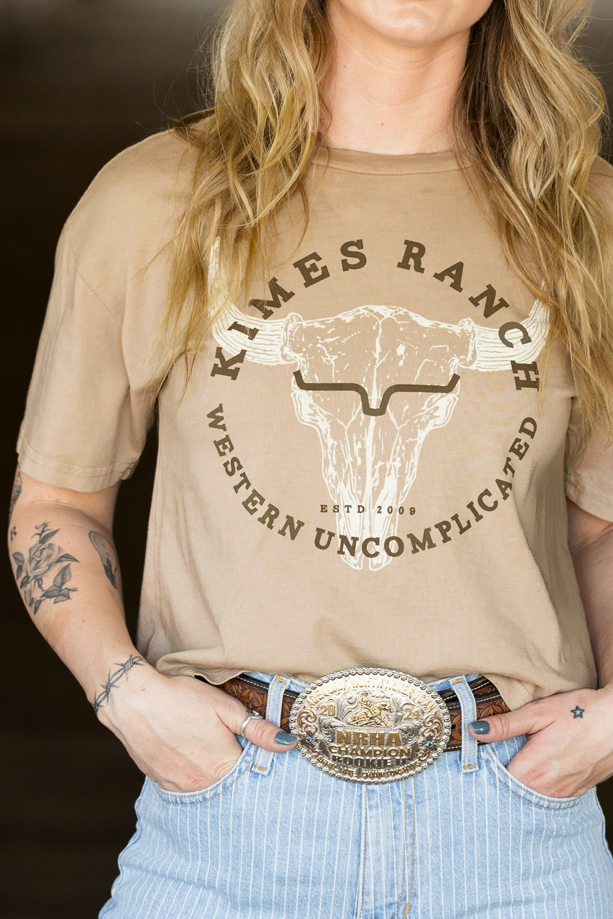 Bison Skull Cropped Tee | Western Graphic Top | Kimes Ranch