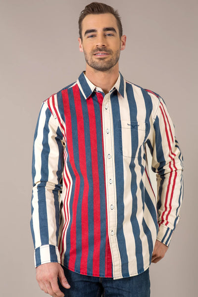 kimes ranch 1992 dress shirt Kimes Ranch Men's 1992 Striped Long Sleeve Button-Down Western Shirt