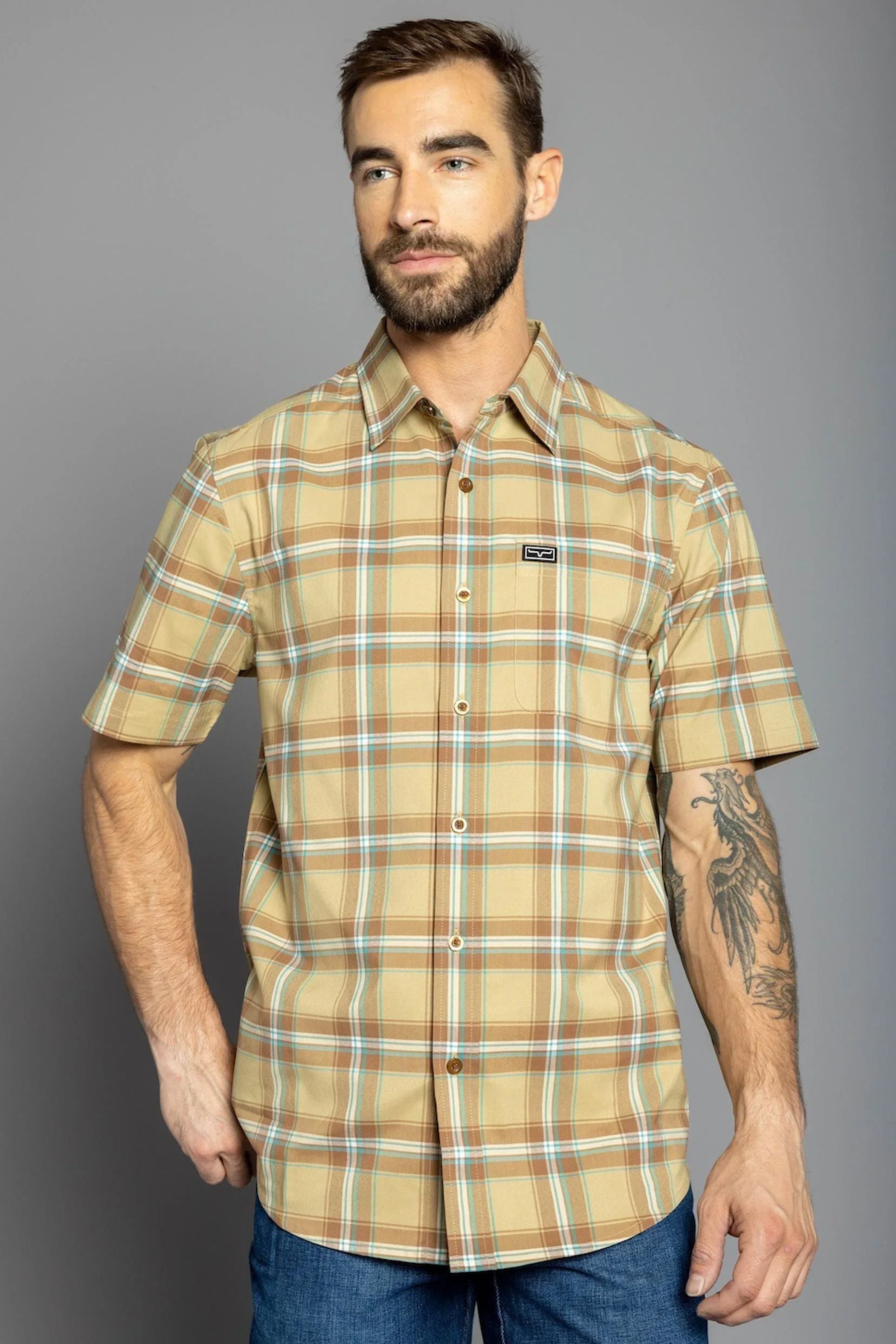 Kimes Ranch Men's 4 Stroke Plaid Short Sleeve Shirt