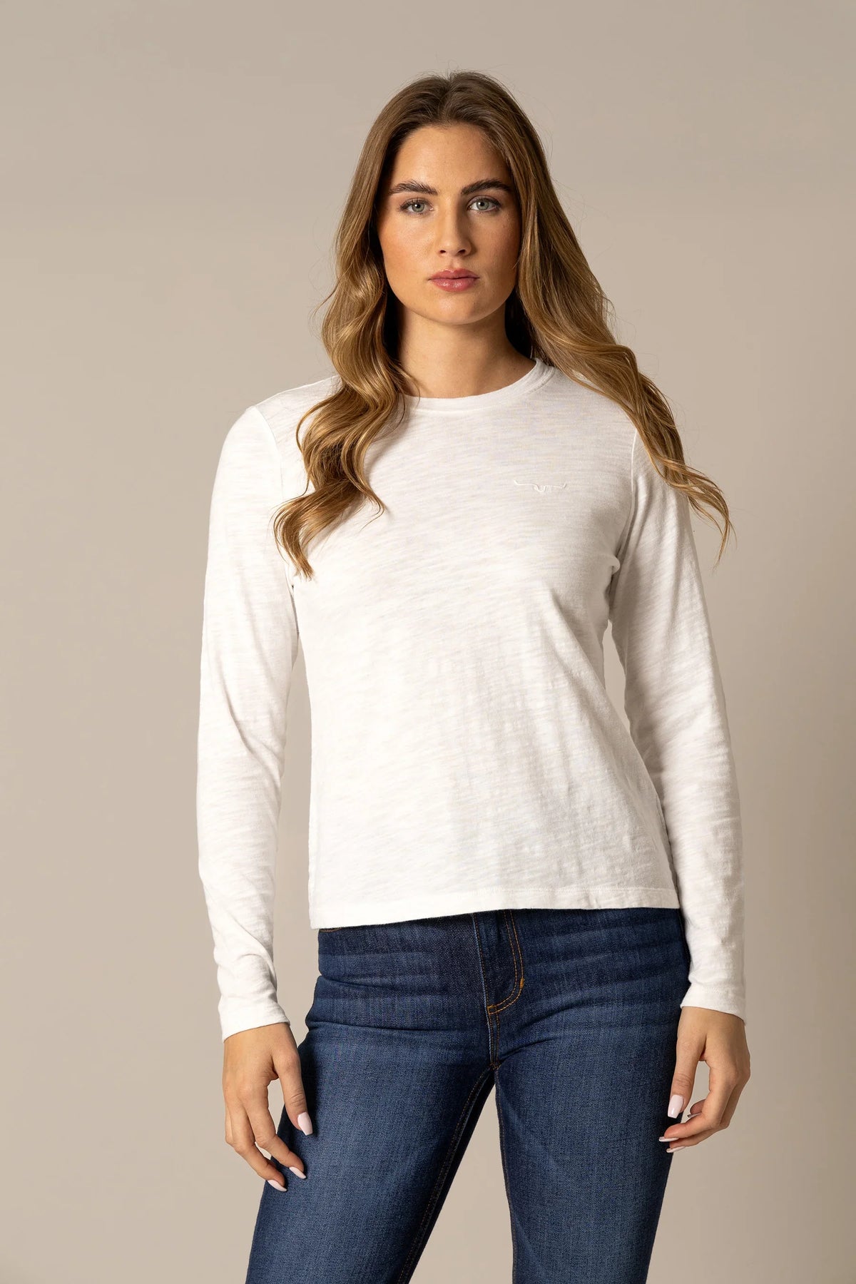 Ainsley Long Sleeve Tee | Soft Cotton & Contrast Stitch | Kimes Ranch