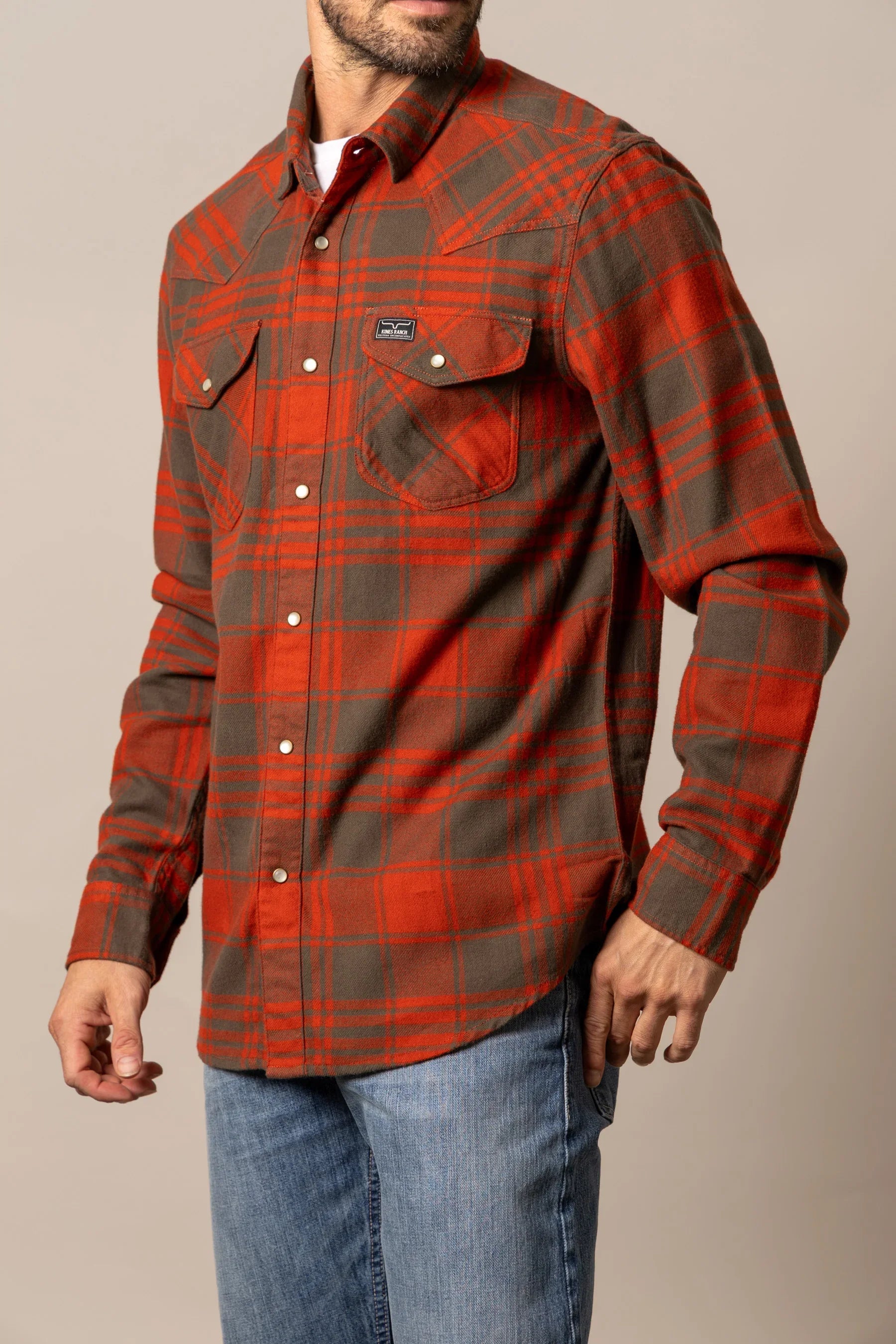 flannel dress shirt Kimes Ranch Men's Biggie Flannel Shirt - Brick Red