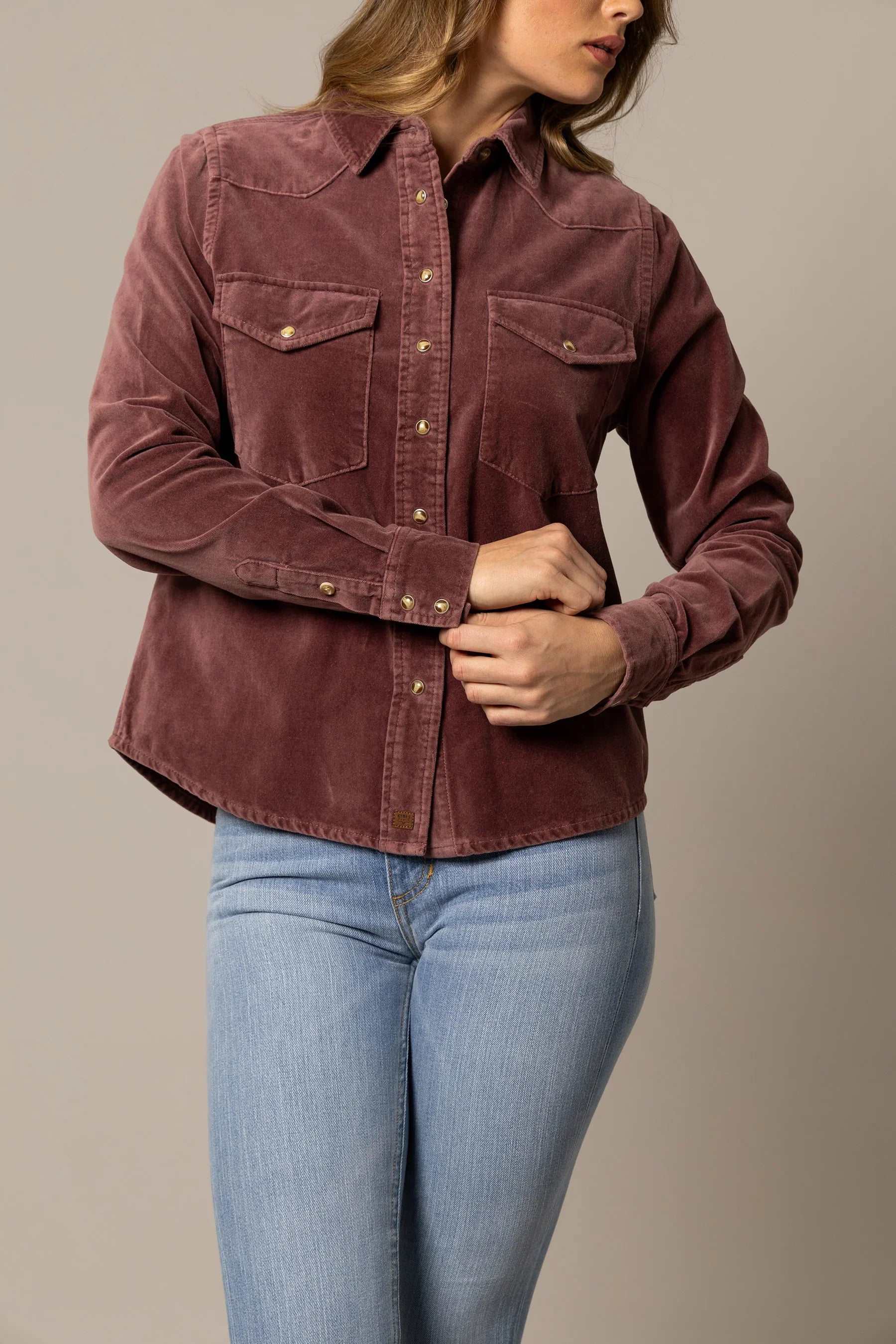Bonnie Velveteen Shirt | Western Snap in Washed Cotton | Kimes Ranch