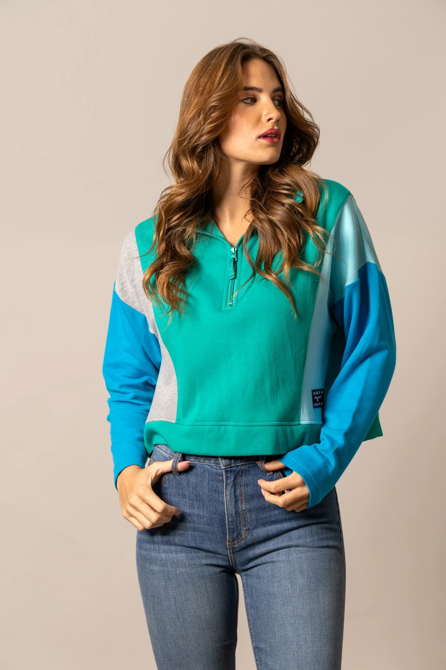 Cami Sweater | Colorblocked Quarter Zip Pullover | Kimes Ranch