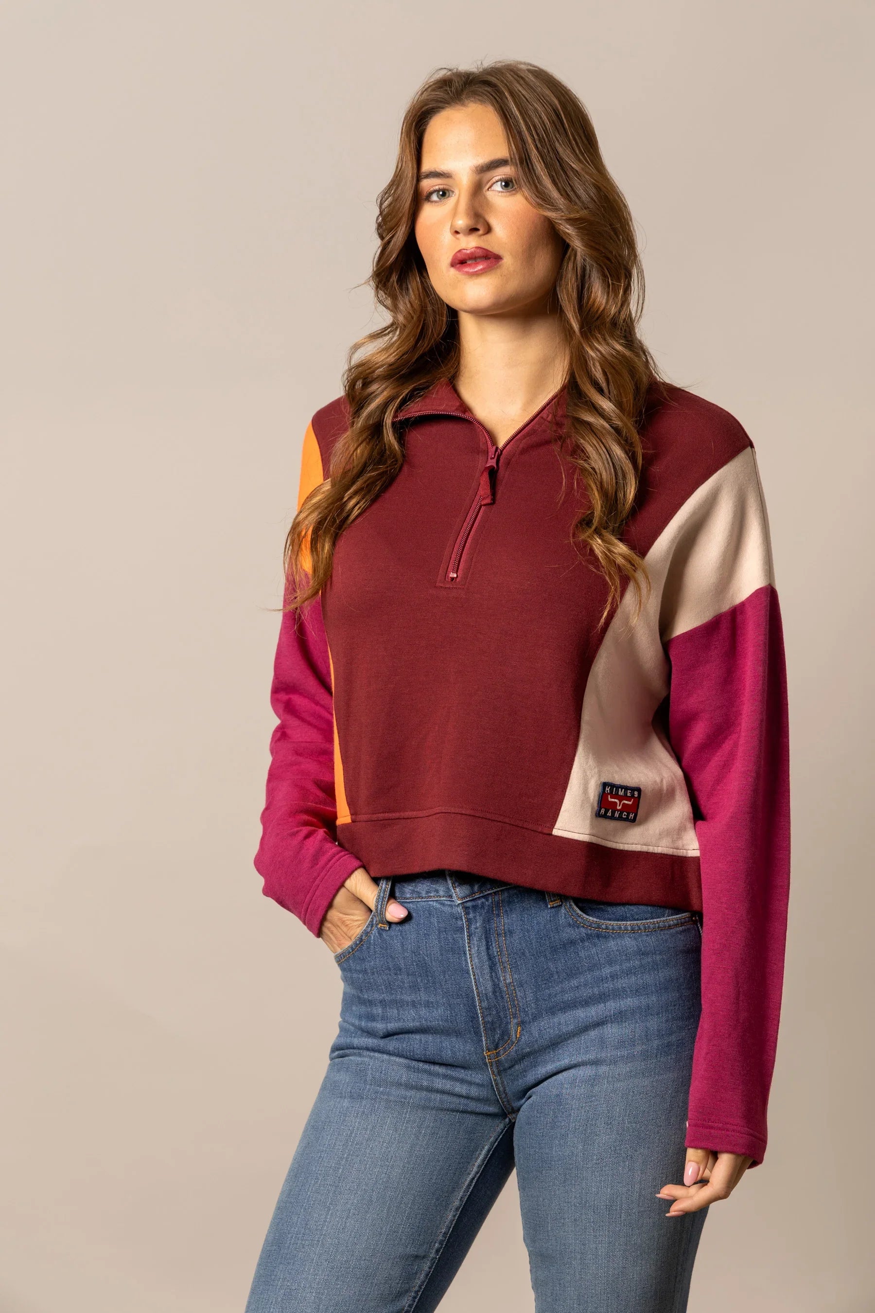 Cami Sweater | Colorblocked Quarter Zip Pullover | Kimes Ranch