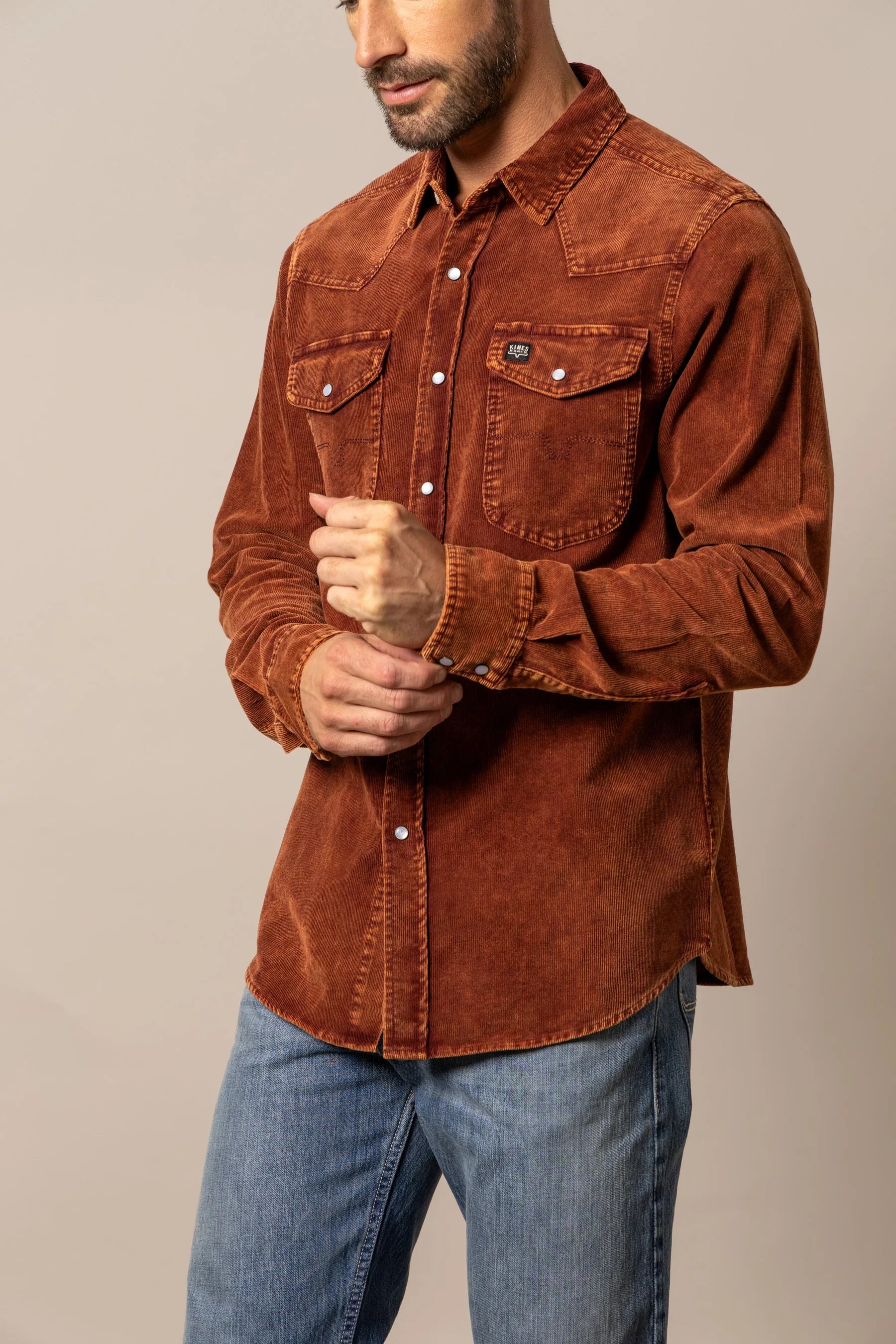 Catalina Cord | Corduroy Snap Shirt with Horn Detail | Kimes Ranch