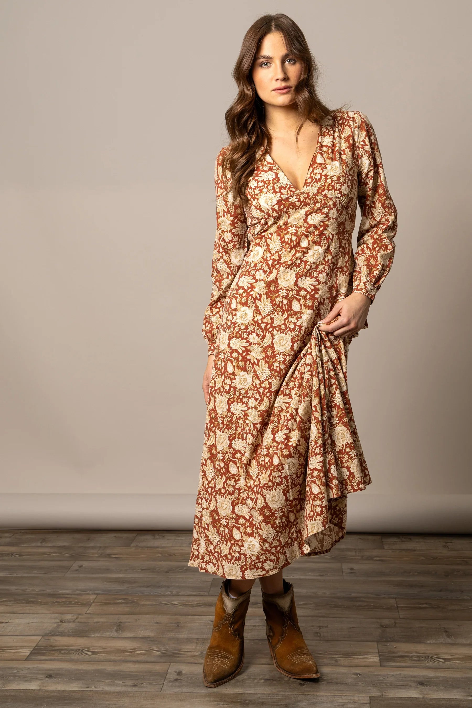 Women's Georgia Dress - Wsk0000014-Burnt-Red - L / Burnt Red Women's Georgia Dress - Wsk0000014-Burnt-Red - L / Burnt Red