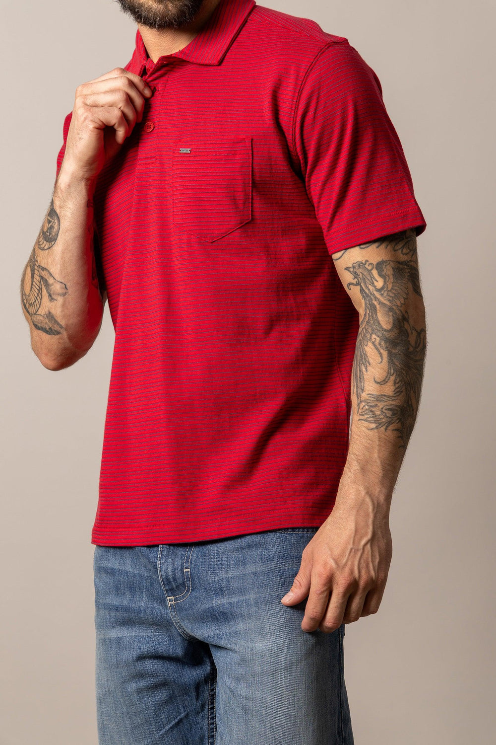 Harlan | Striped Cotton Polo | Kimes Ranch
