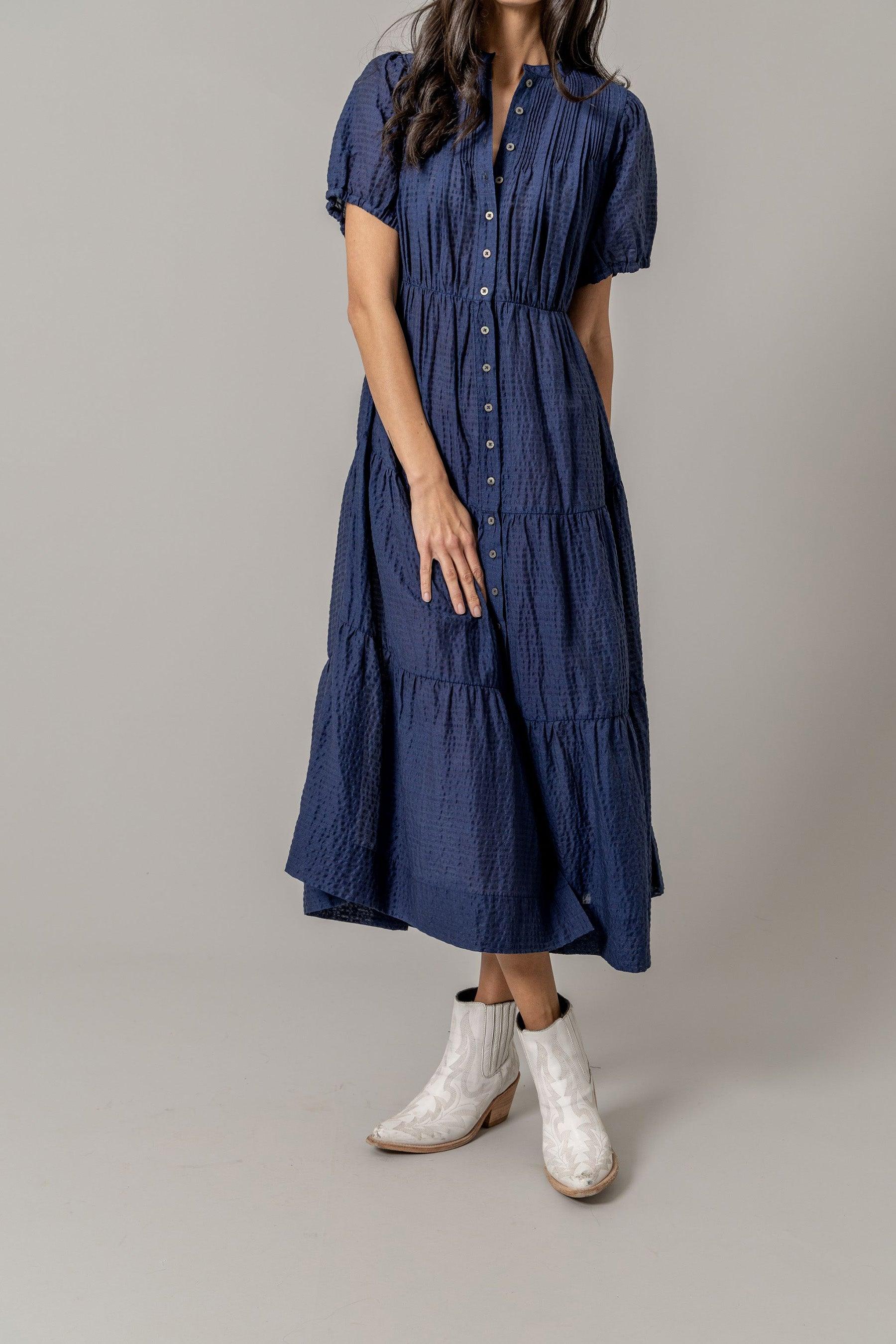 tencel denim maxi dress Lyocell Denim Maxi Abaya Tencel Button-Front Abaya Blue / XL