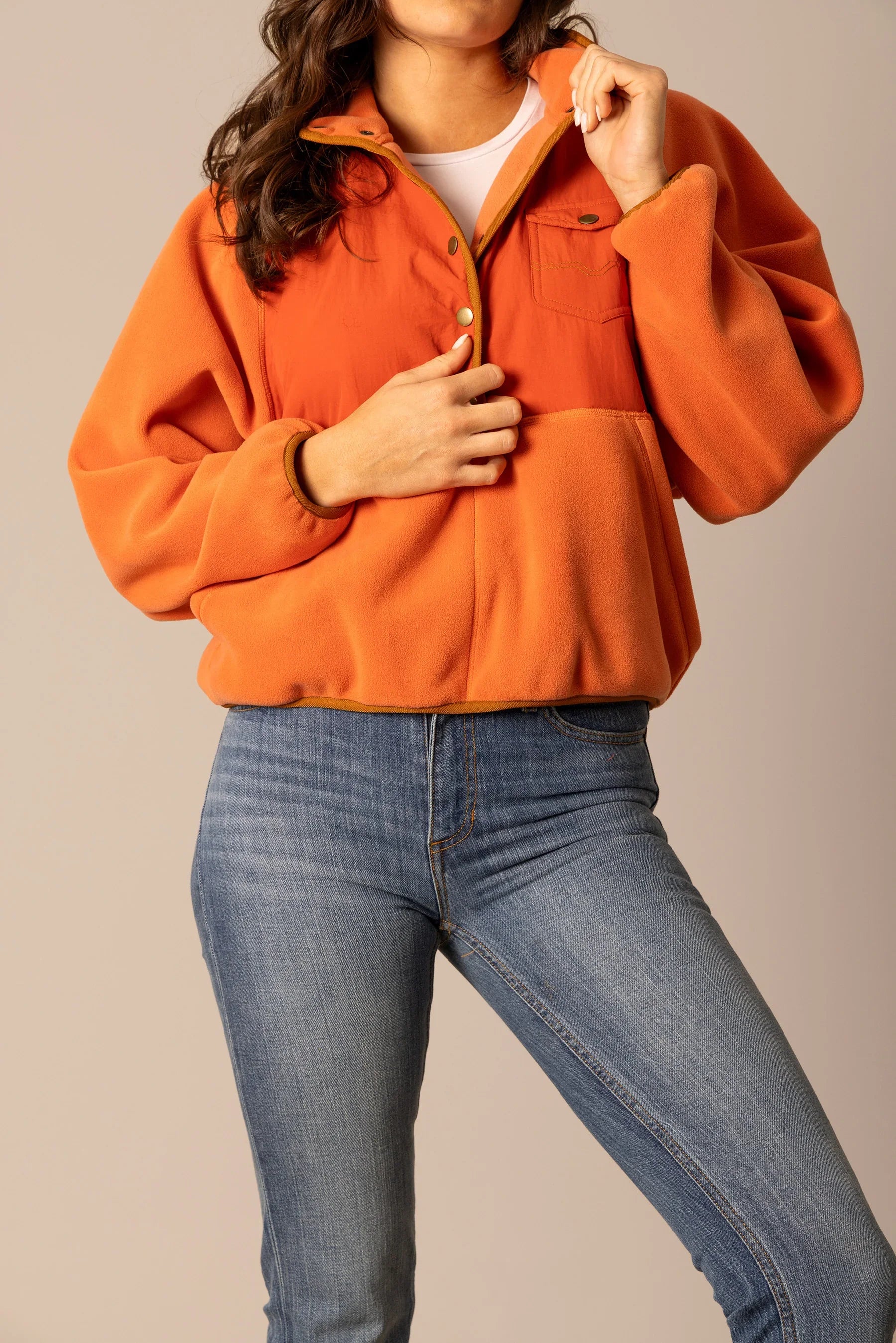 Josie Fleece | Colorblocked Polar Fleece Jacket with horn | Kimes Josie Fleece | Colorblocked Polar Fleece Jacket with horn | Kimes