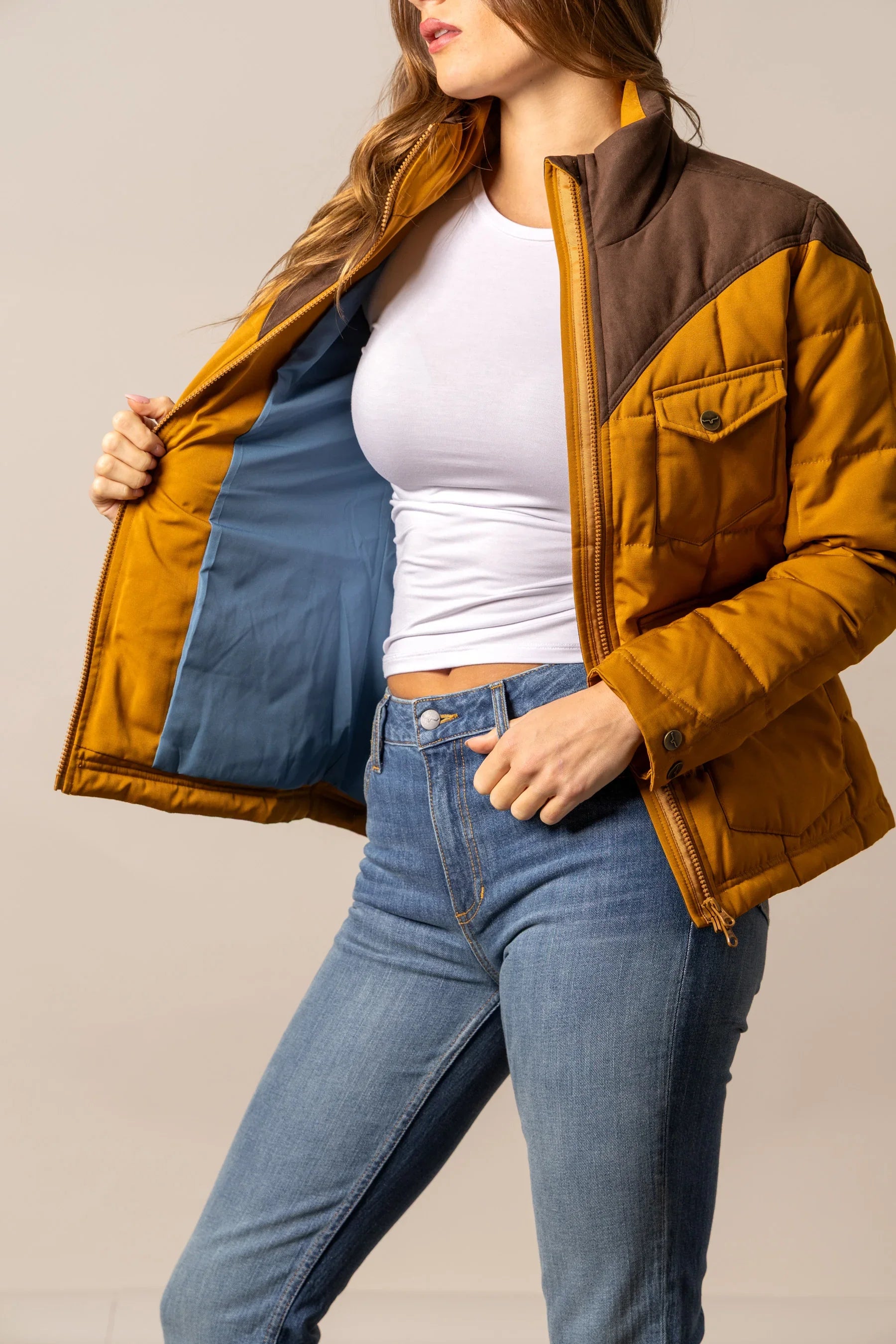 Lenora Jacket | Western Puffer with Yoke & Horn Detail | Kimes Ranch