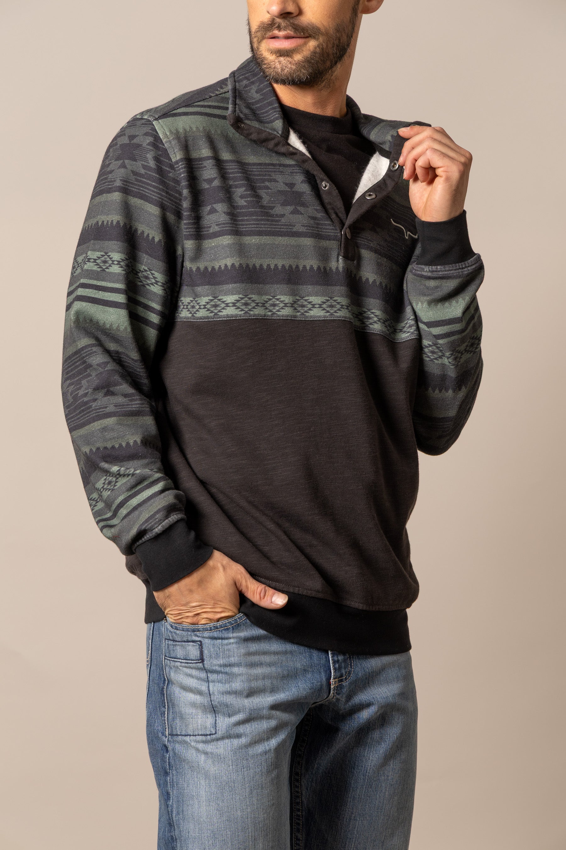 トップス THE PLOUGHMAN JUMPER - FLINT Flint and Tinder Sweater Fleece Quarter Snap Pullover - Grey