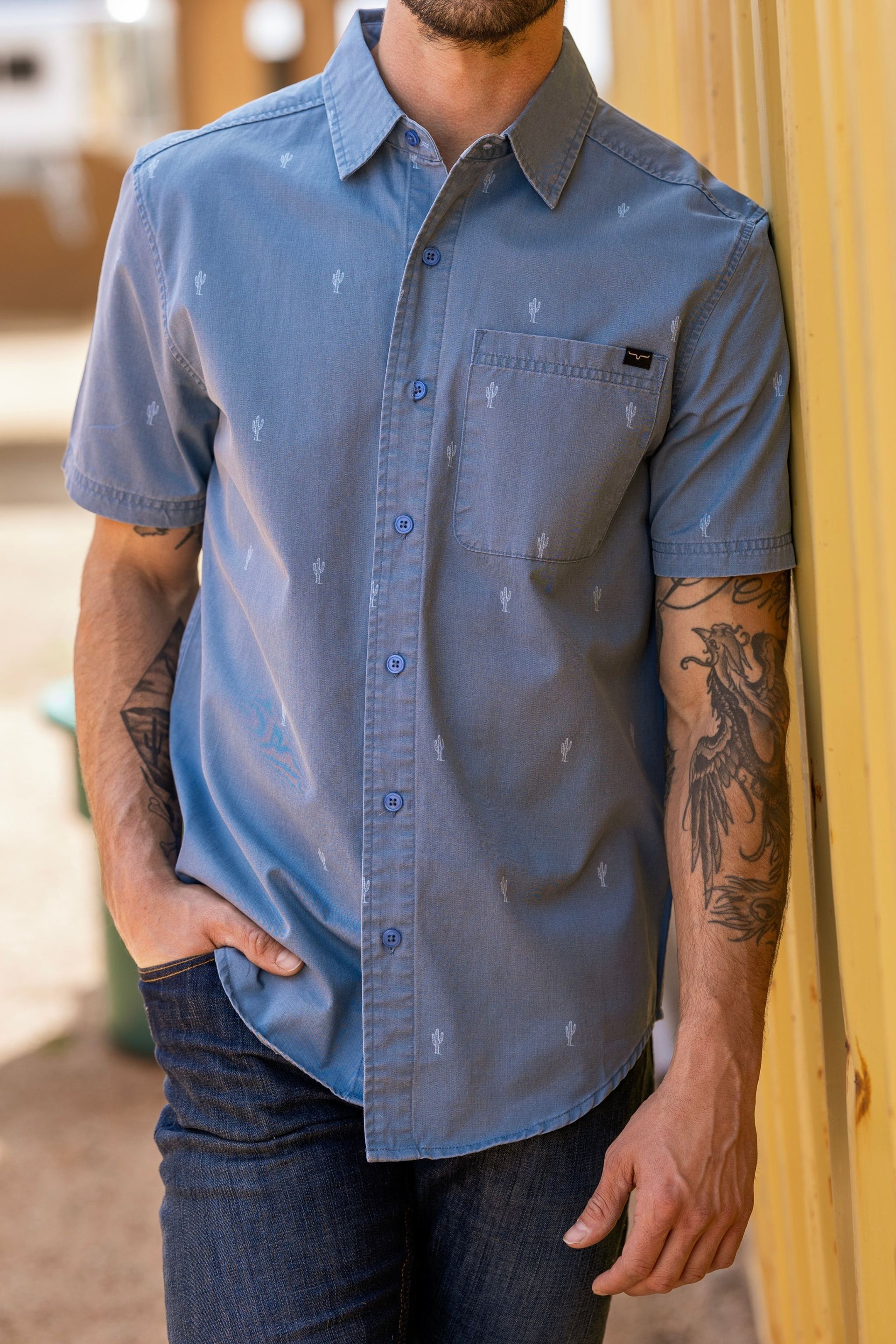 Chemise western vintage 90's Roebucks USA bleu clair blanc pour homme, taille L - France Chemise western vintage 90's Roebucks USA bleu clair blanc pour homme, taille L - France