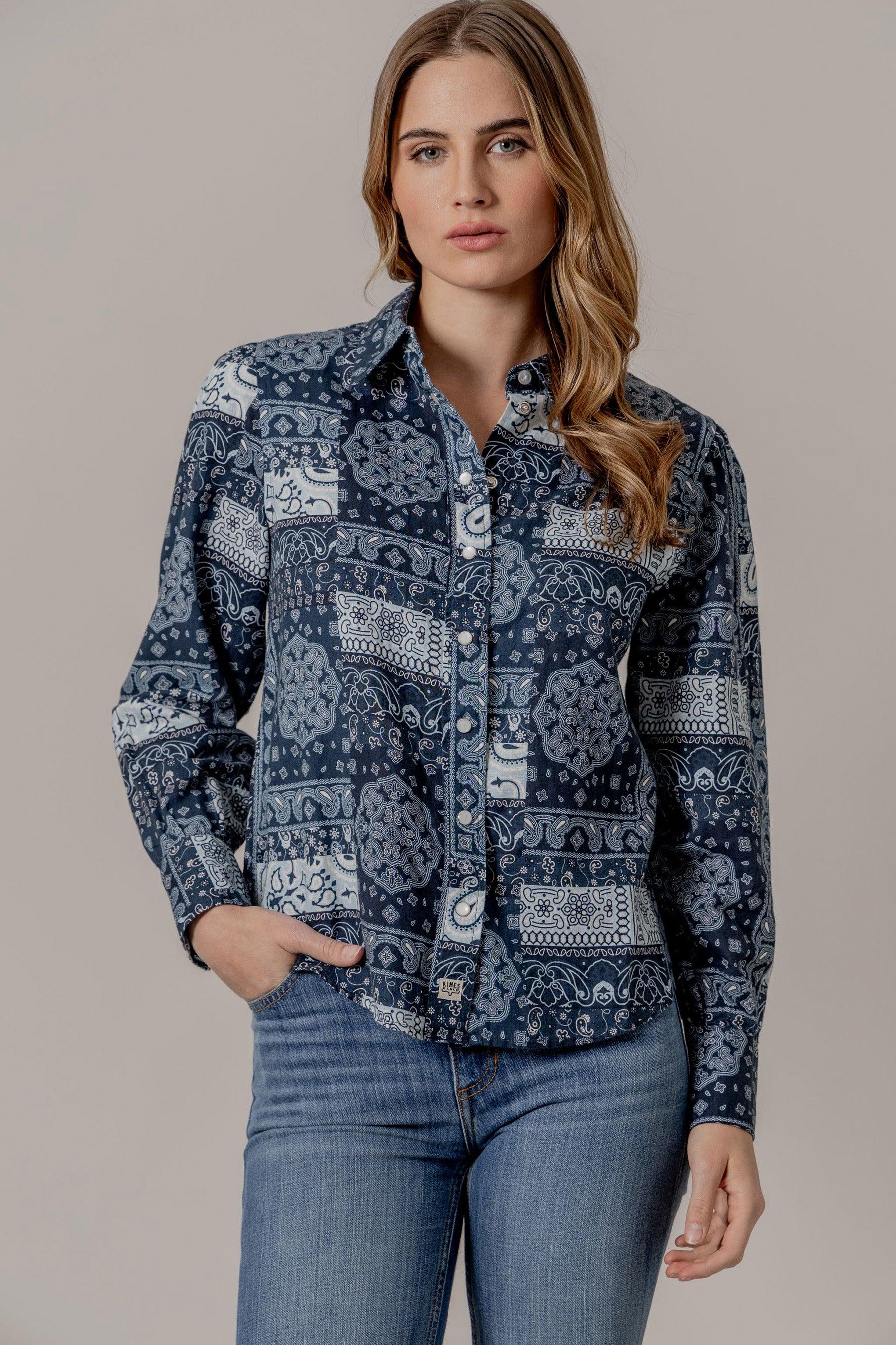 bandana print dress shirt Embroidered Bandana Print Cotton Short Sleeve Shirt