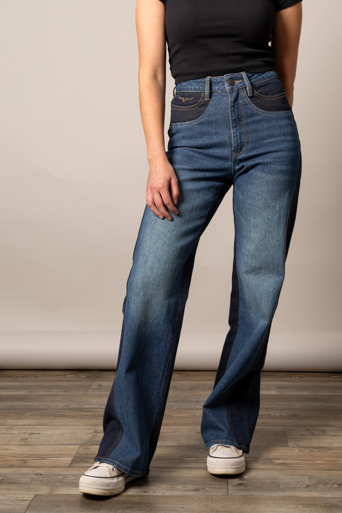 Kimes Ranch Camila flared jeans with contrast panels and a logo pocket