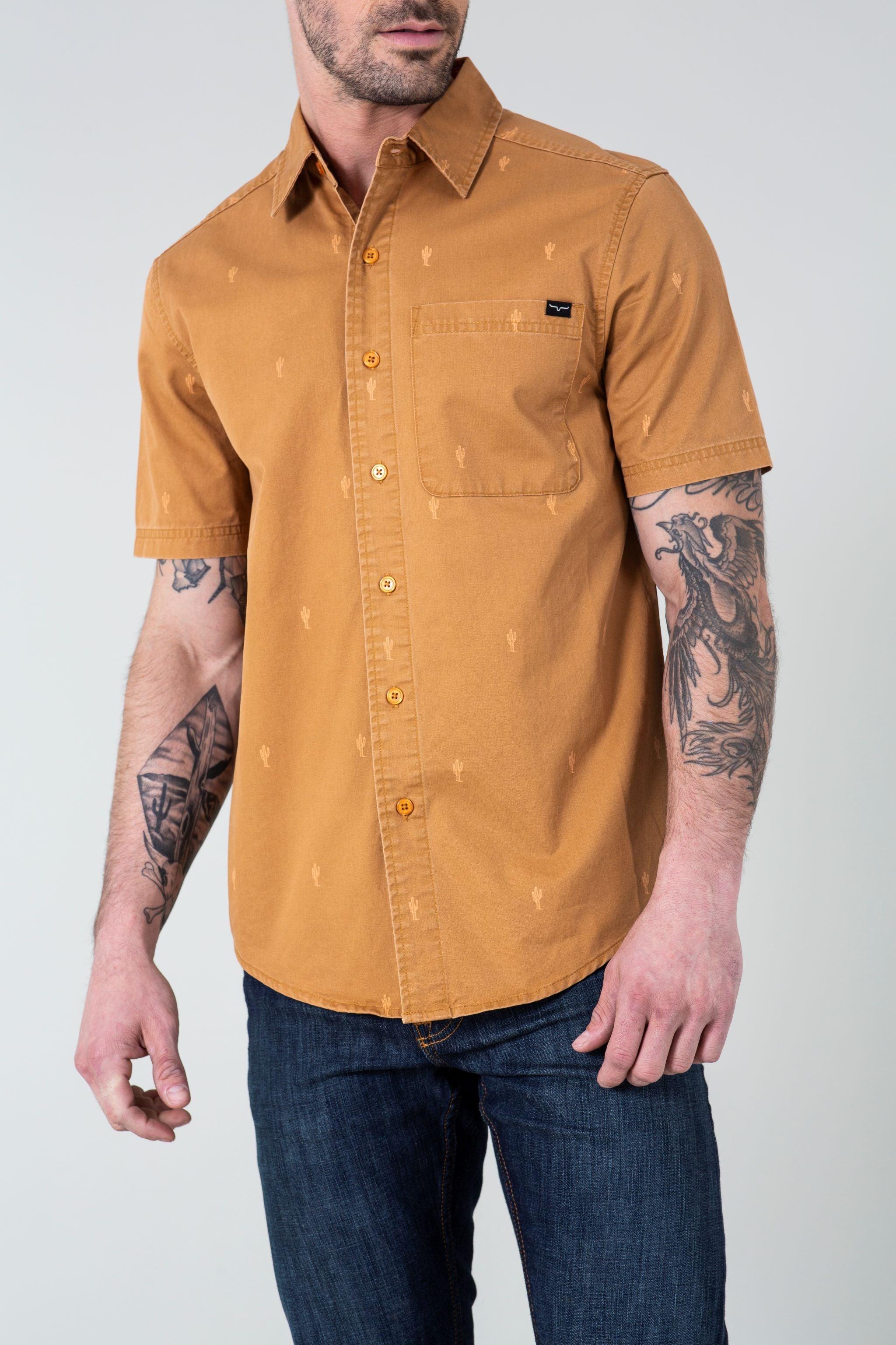Men's Kimes Ranch Cisco Button Up Shirt Medium Gold Men's Kimes Ranch Cisco Button Up Shirt Medium Gold