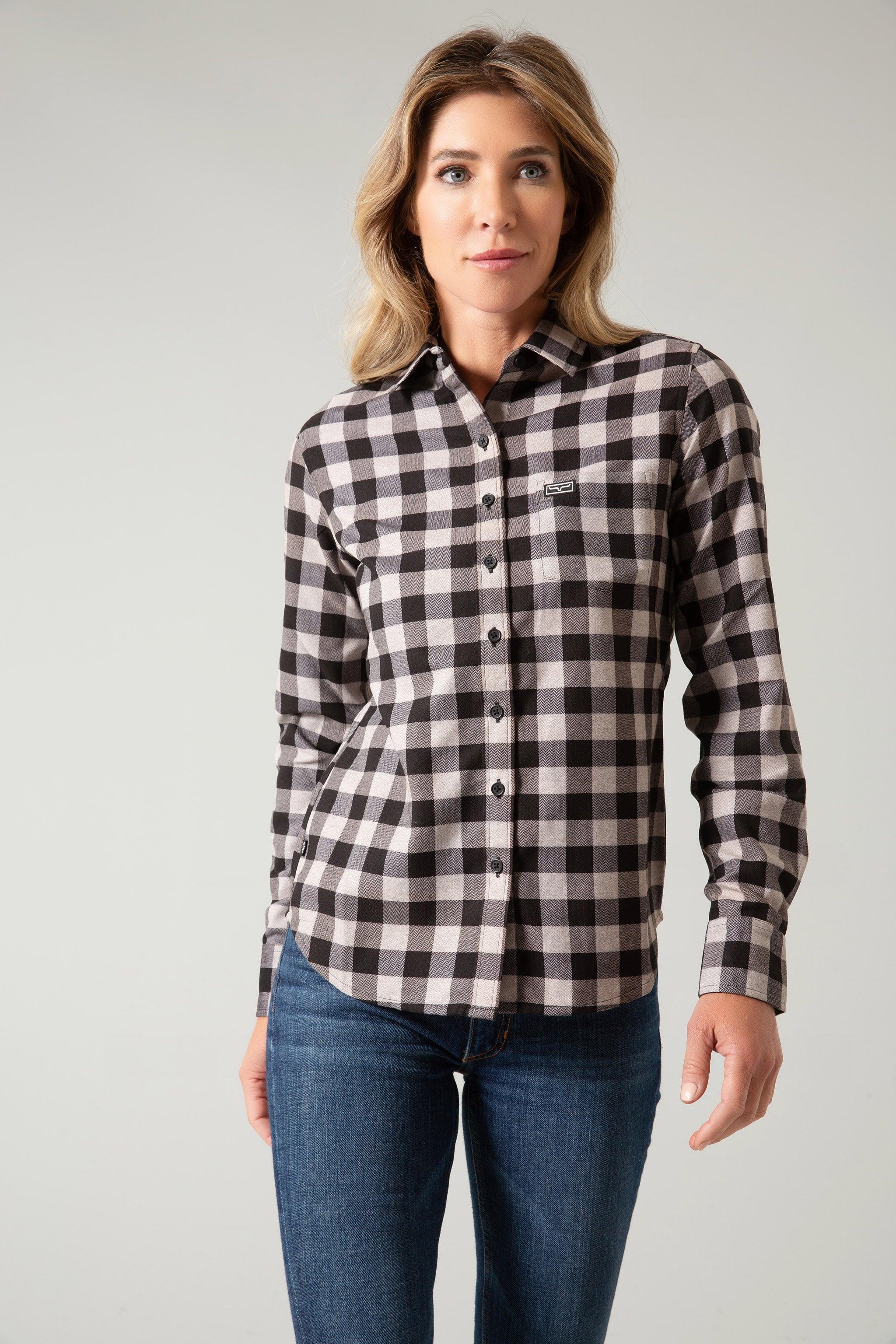 womens flannel dress shirt Roper Womens Long Sleeve Snap Turquoise Navy Plaid Unlined Flannel Shirt Western Shirt, Women's, Size: Medium
