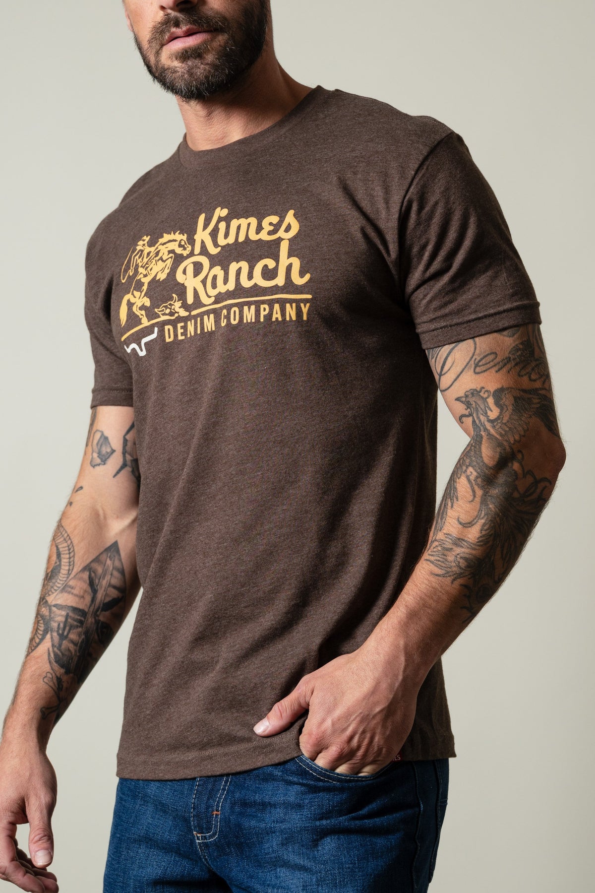 Kimes Ranch Davona Dale short sleeve tee in Espresso with graphic print; #color_espresso