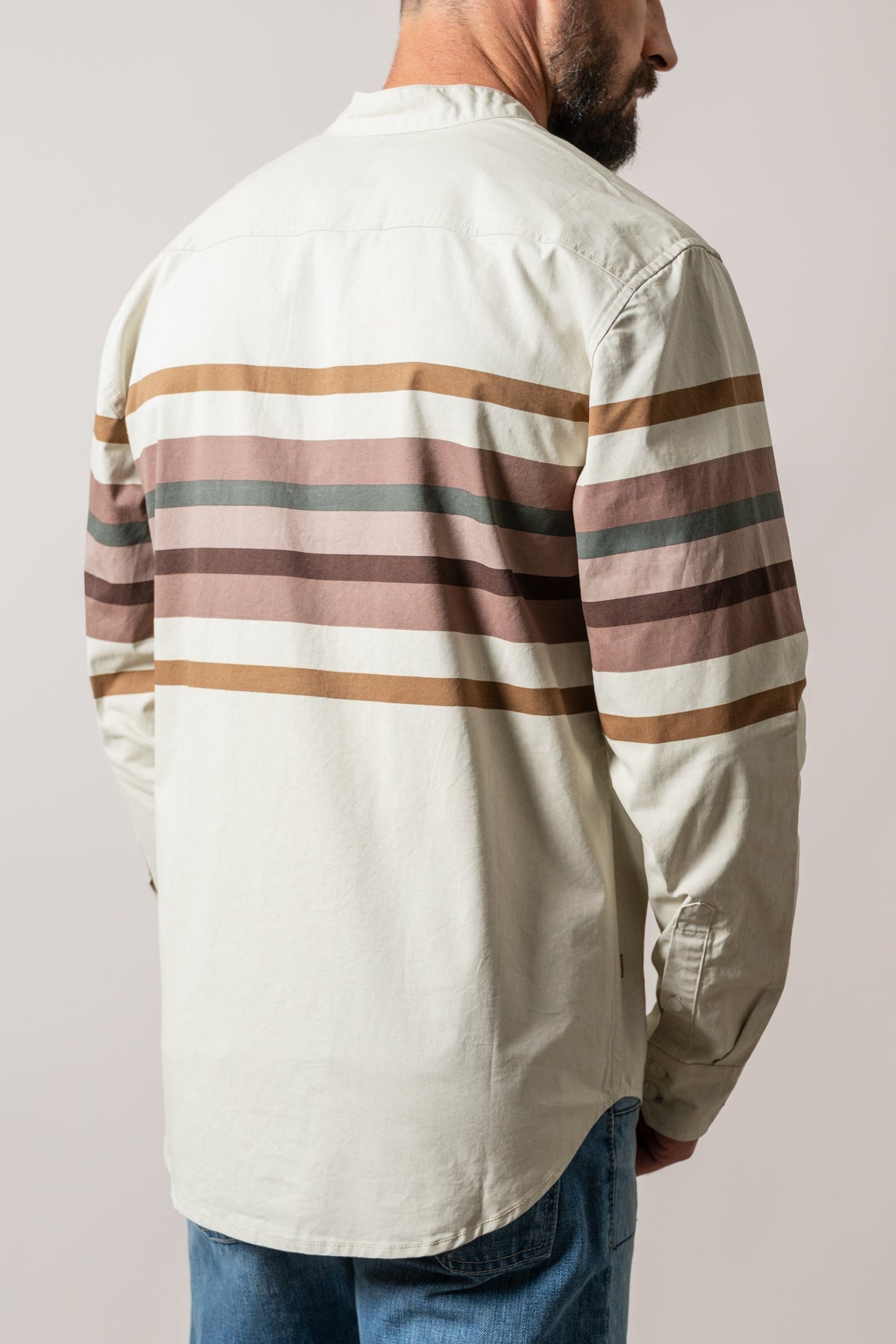 Kimes Ranch ZT Caliber dress shirt in army green with horizontal stripes
