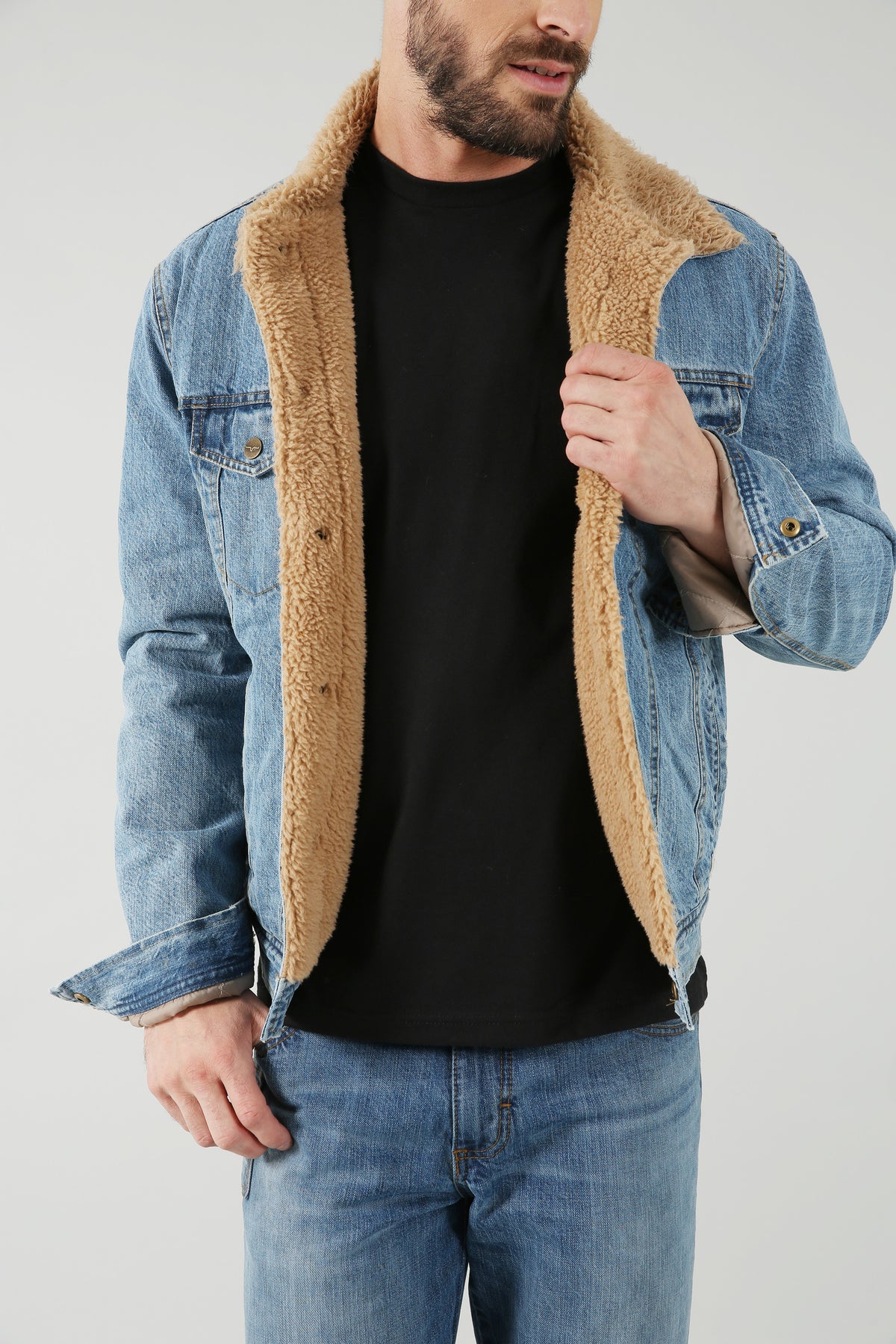Mens Sherpa Lined Denim Jacket - Stay Warm and Stylish this Winter in 2023  | Mens sherpa, Sherpa lined denim jacket, Blazers for men