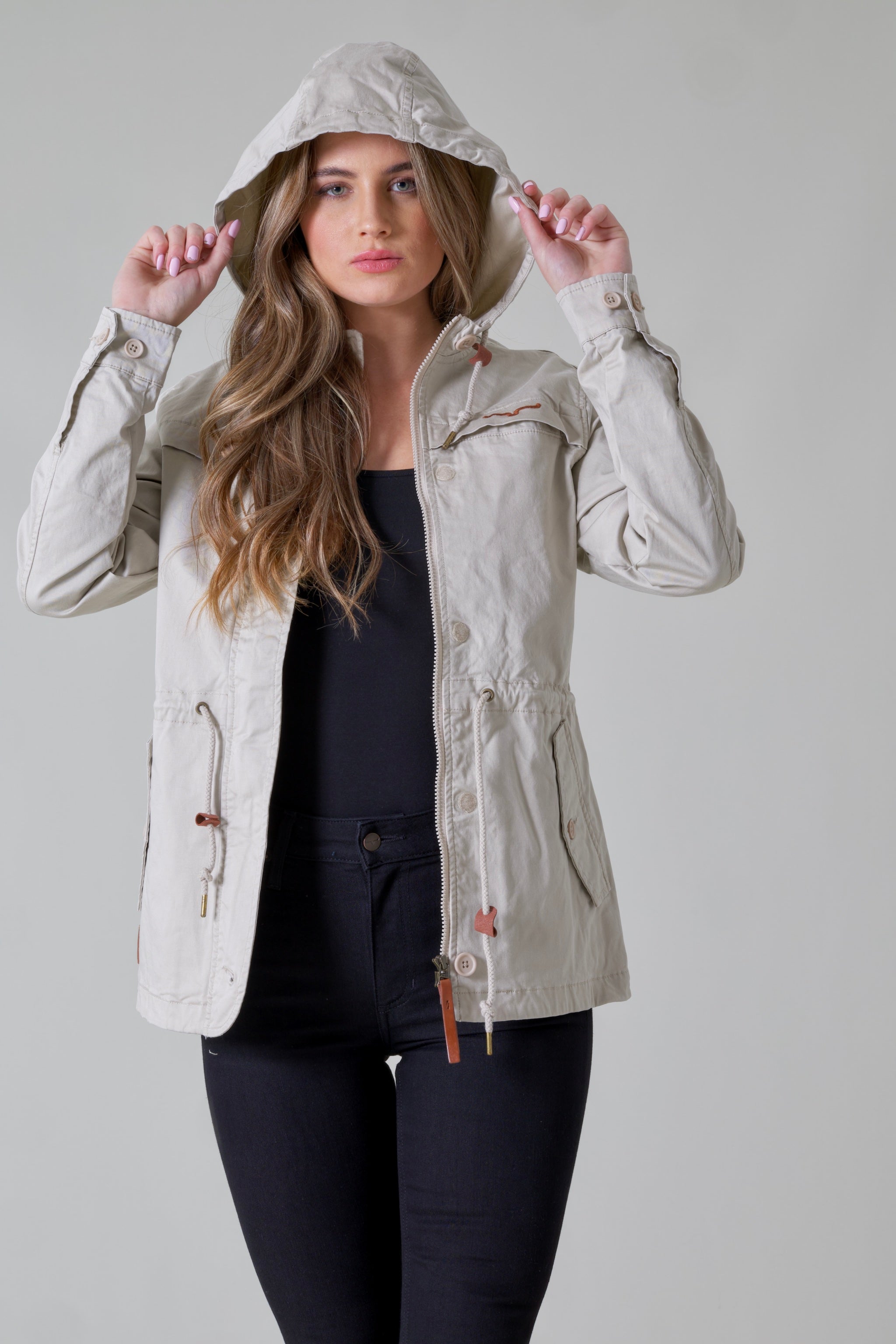 Beige anorak jacket women's hotsell