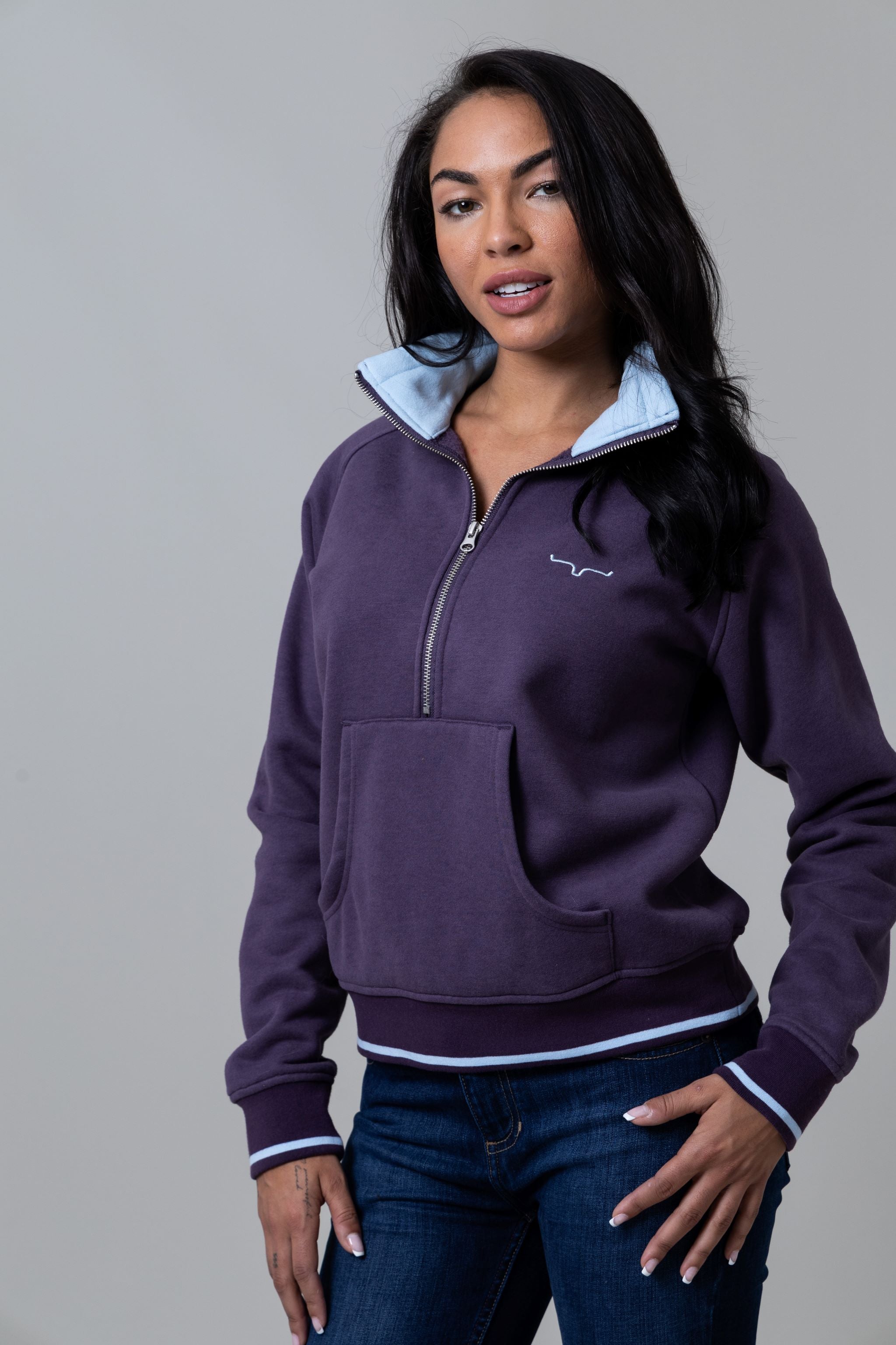 Malta Cropped Quarter Zip Sweatshirt