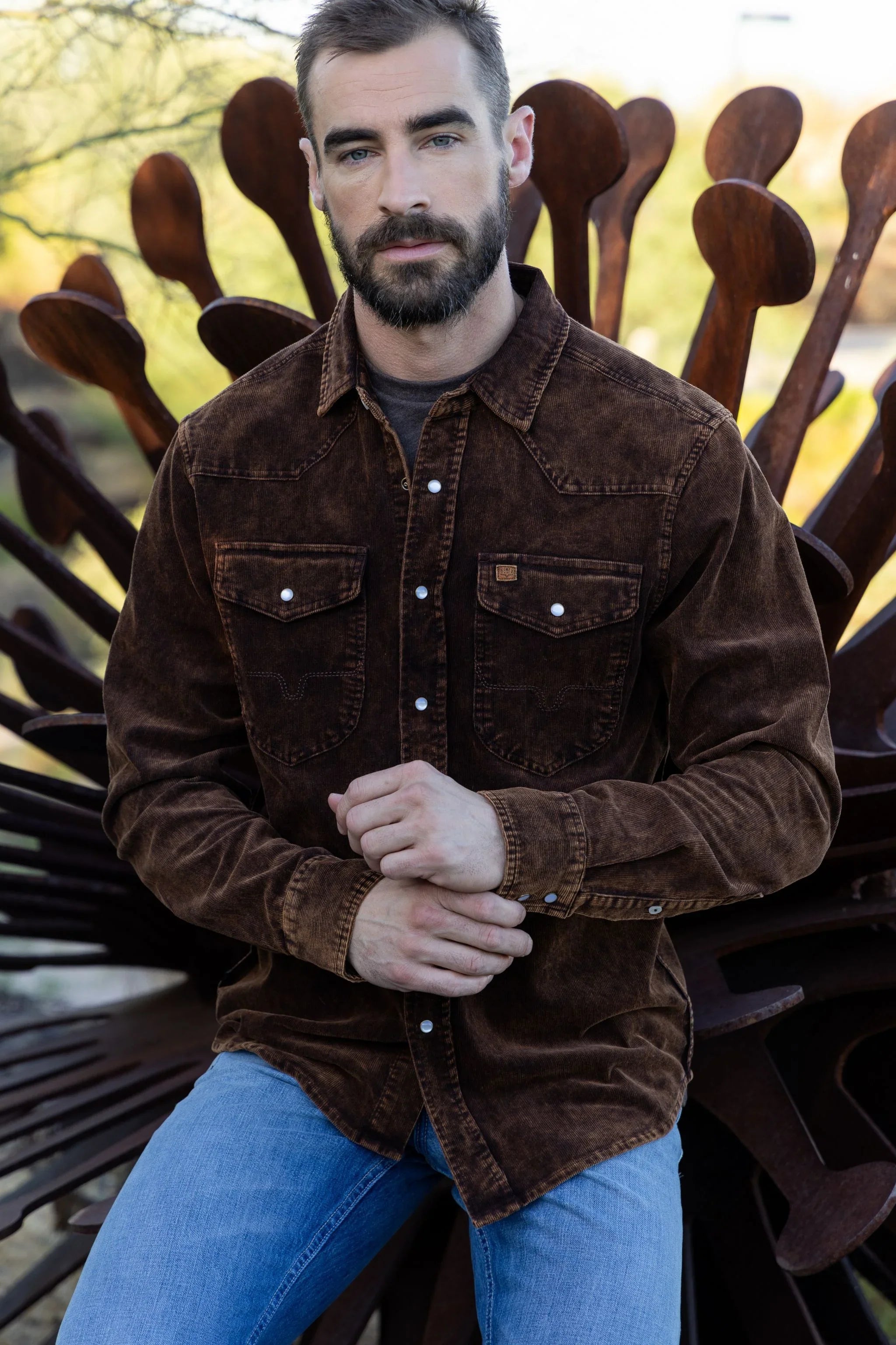 Catalina Cord | Corduroy Snap Shirt with Horn Detail | Kimes Ranch