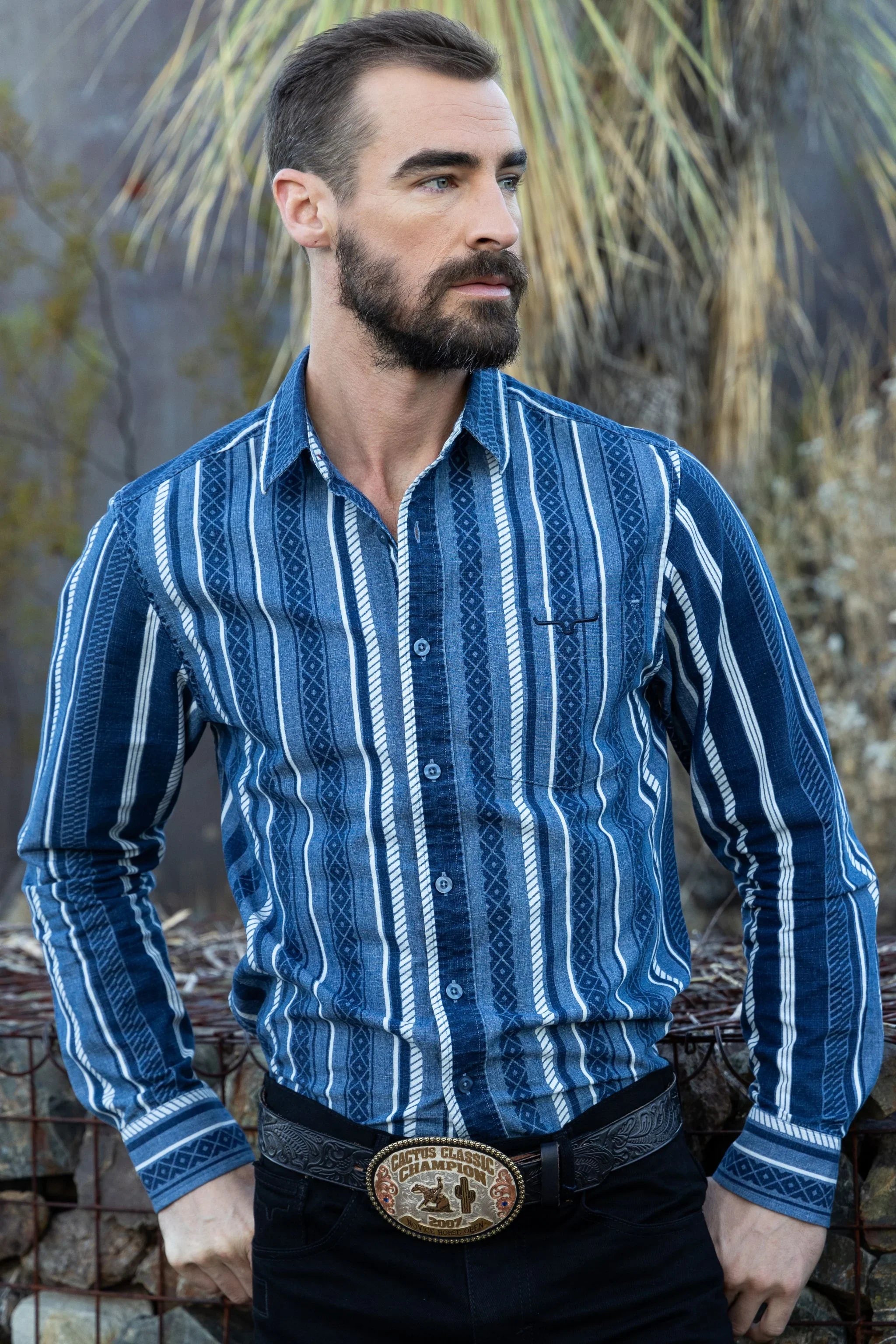 Tombstone Stripe Shirt | Western Chambray Button-Up | Kimes Ranch