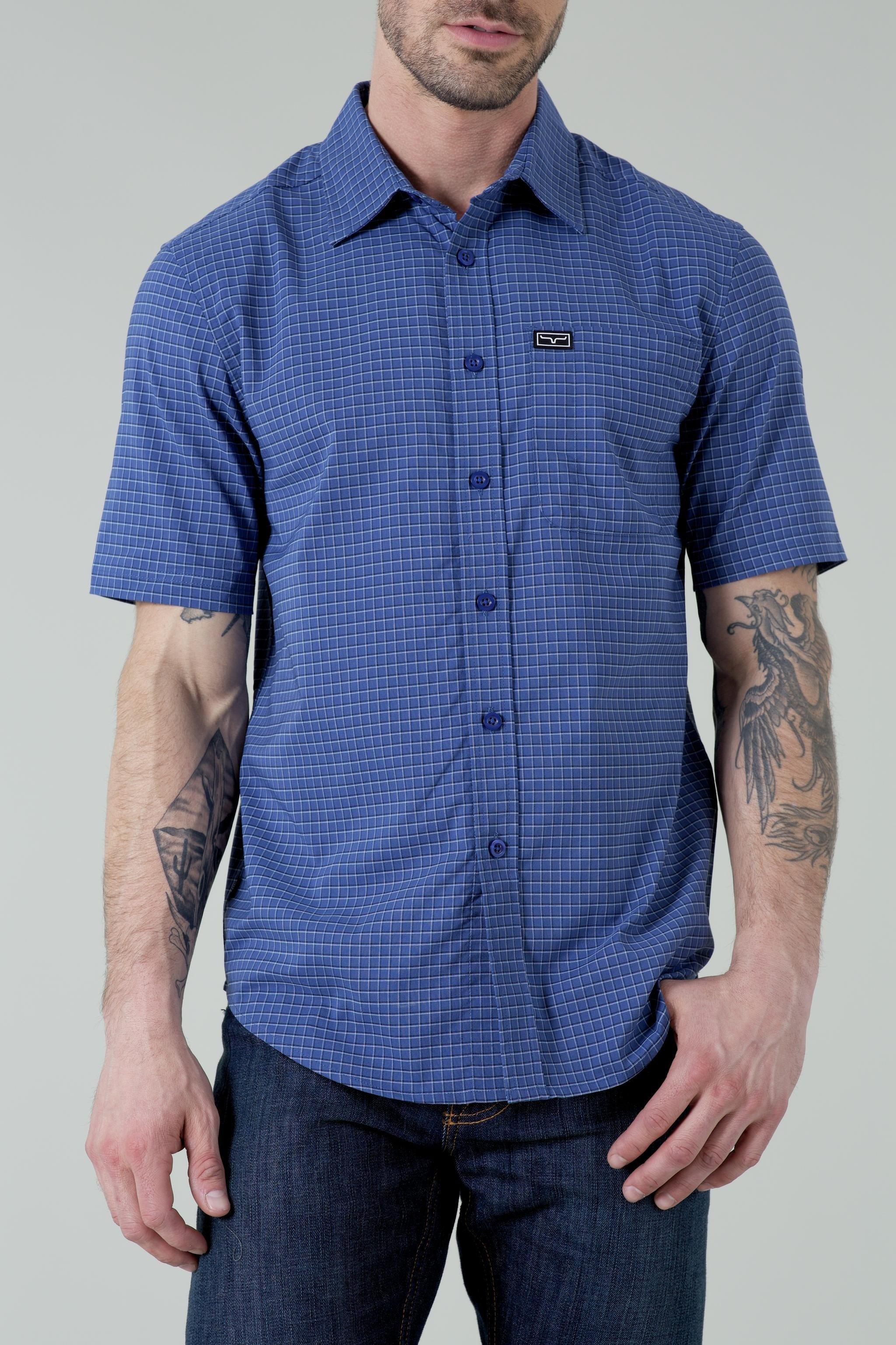 short sleeve dress shirt men Kimes Ranch Men's Spyglass Check Short Sleeve Shirt