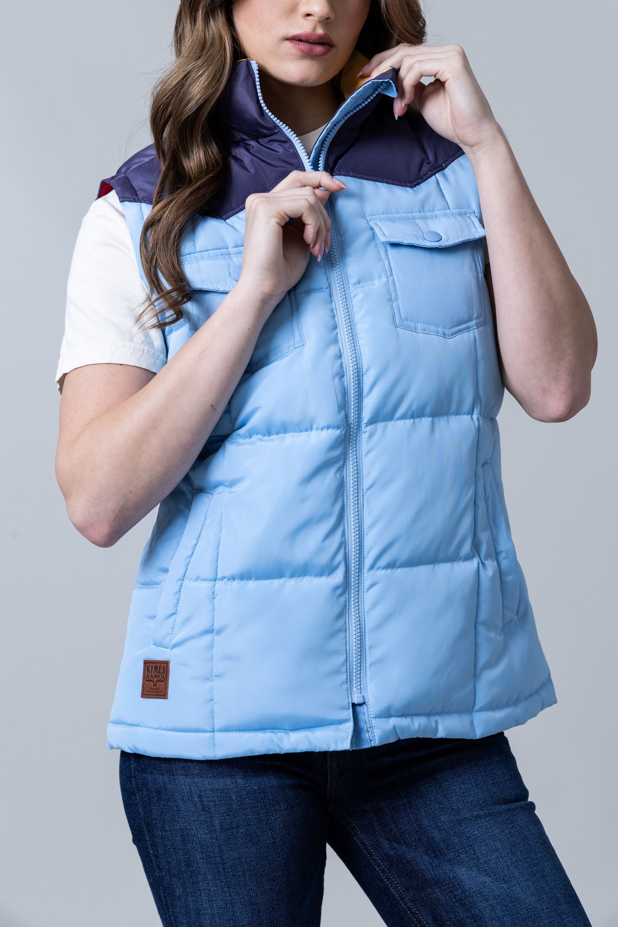 Blue puffer vest womens on sale