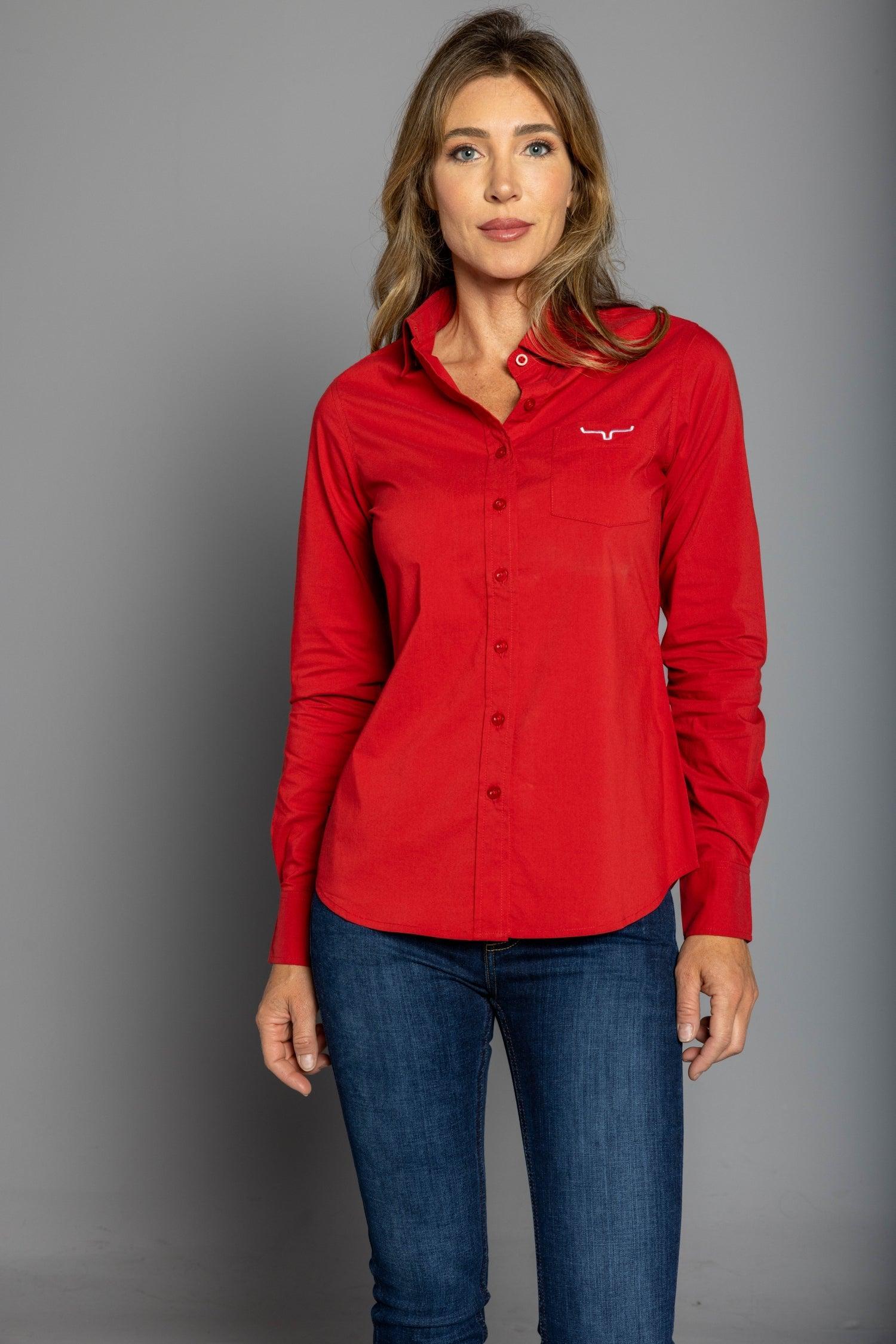 Kimes Ranch Women's KR Team Shirt Long, Navy Kimes Ranch Women's KR Team Shirt Long, Navy