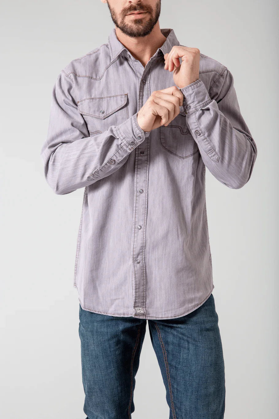 Kimes Ranch Men's Grimes Shirt Small Grey Denim